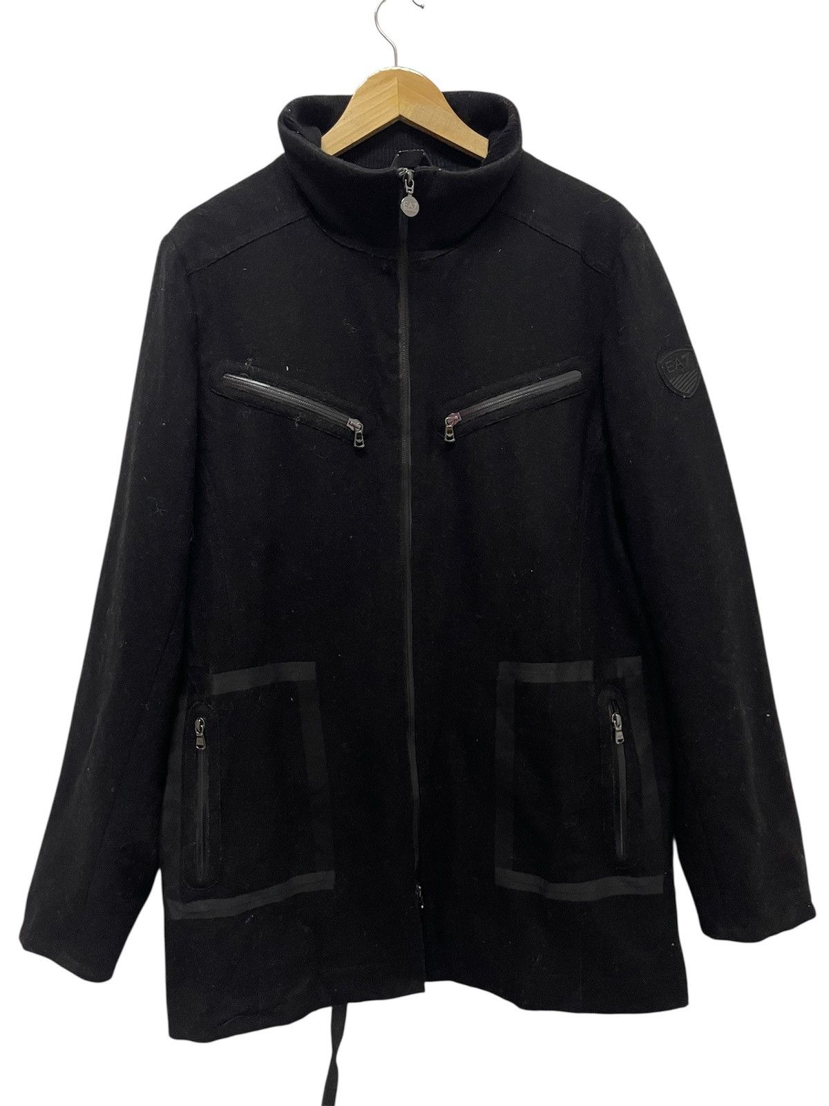 Emporio Armani Vintage Black Emporio Armani Wool Zipper Design Size US L / EU 52-54 / 3 - 1 Thumbnail
