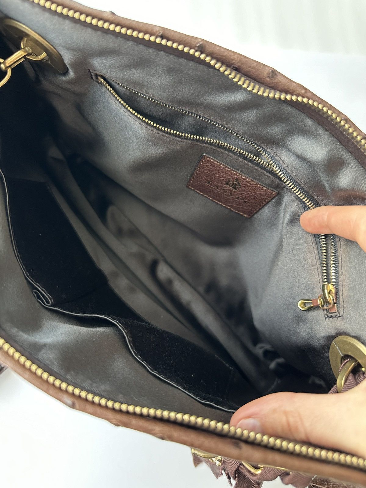 Lanvin Lanvin Amalia Ostrich Handbag Brown Retail $6000 Excellent Size ONE SIZE - 13 Thumbnail