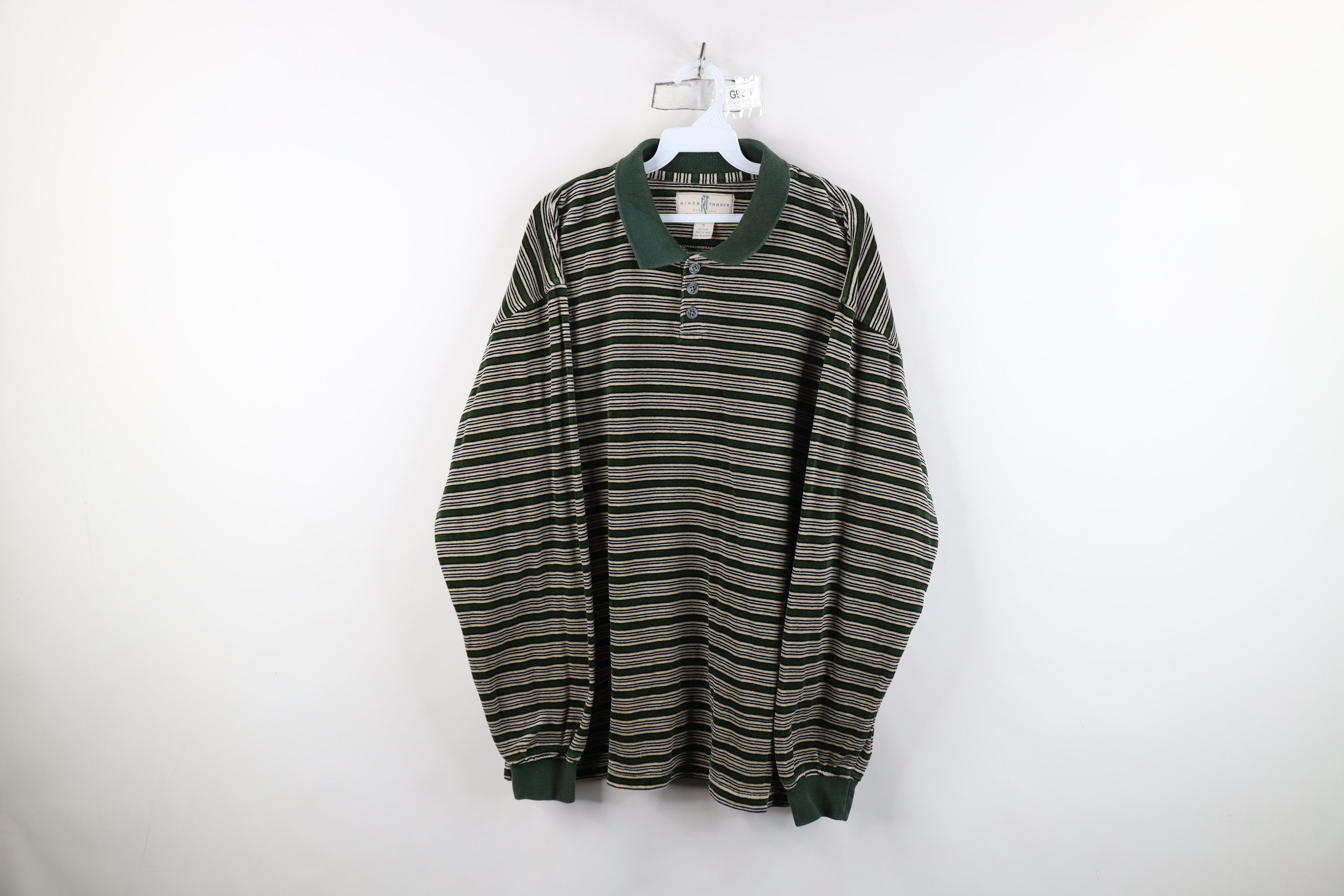 Vintage Vintage 90s Streetwear Velour Long Sleeve Rugby Polo Green Size US XL / EU 56 / 4 - 1 Thumbnail