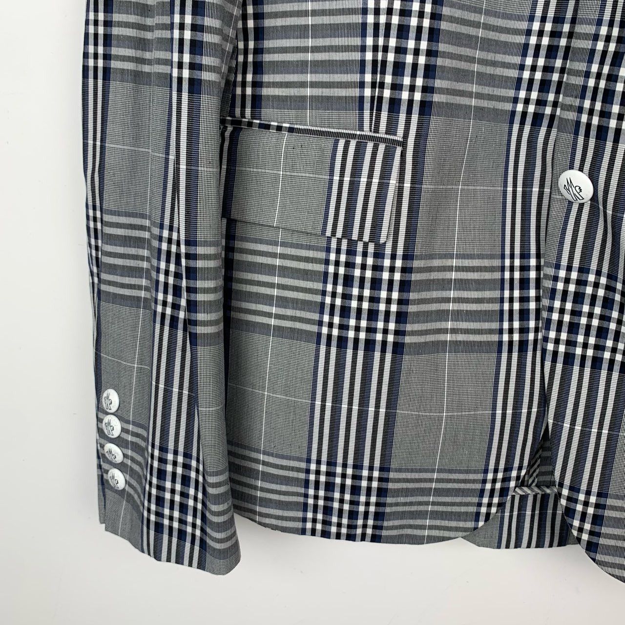 Moncler Moncler Grey Checkered Cotton Blazer Size US XS / EU 42 / 0 - 4 Thumbnail