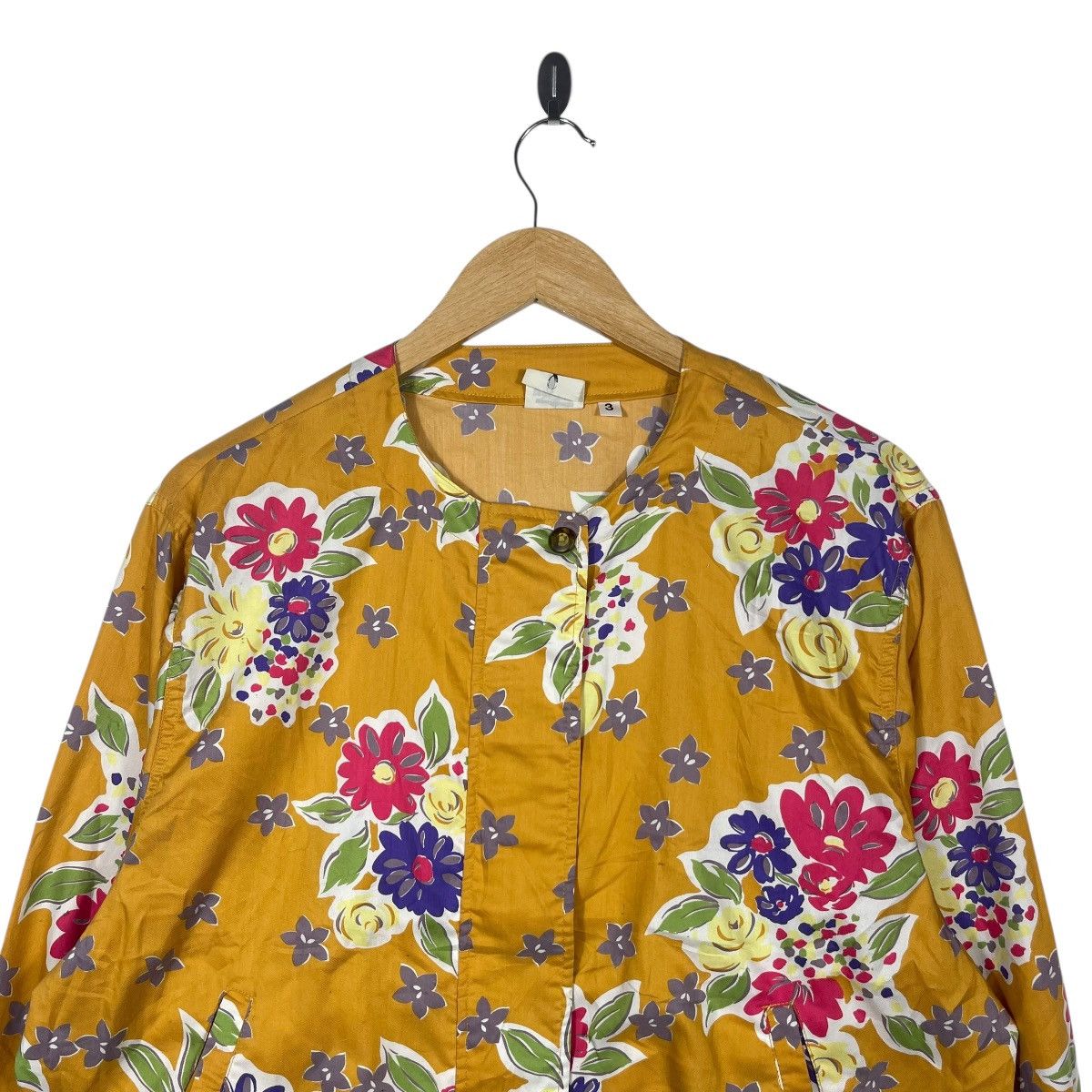 Vintage Huitieme Sports Studio Floral Bomber Jacket Mustard Size L / US 10 / IT 46 - 2 Thumbnail
