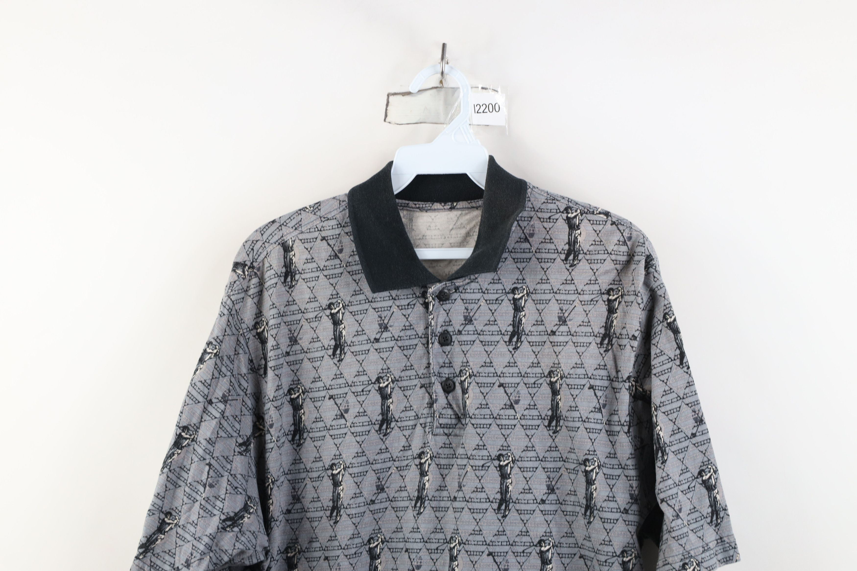Vintage Vintage 90s Streetwear All Over Print Golf Polo Shirt Size US L / EU 52-54 / 3 - 2 Thumbnail
