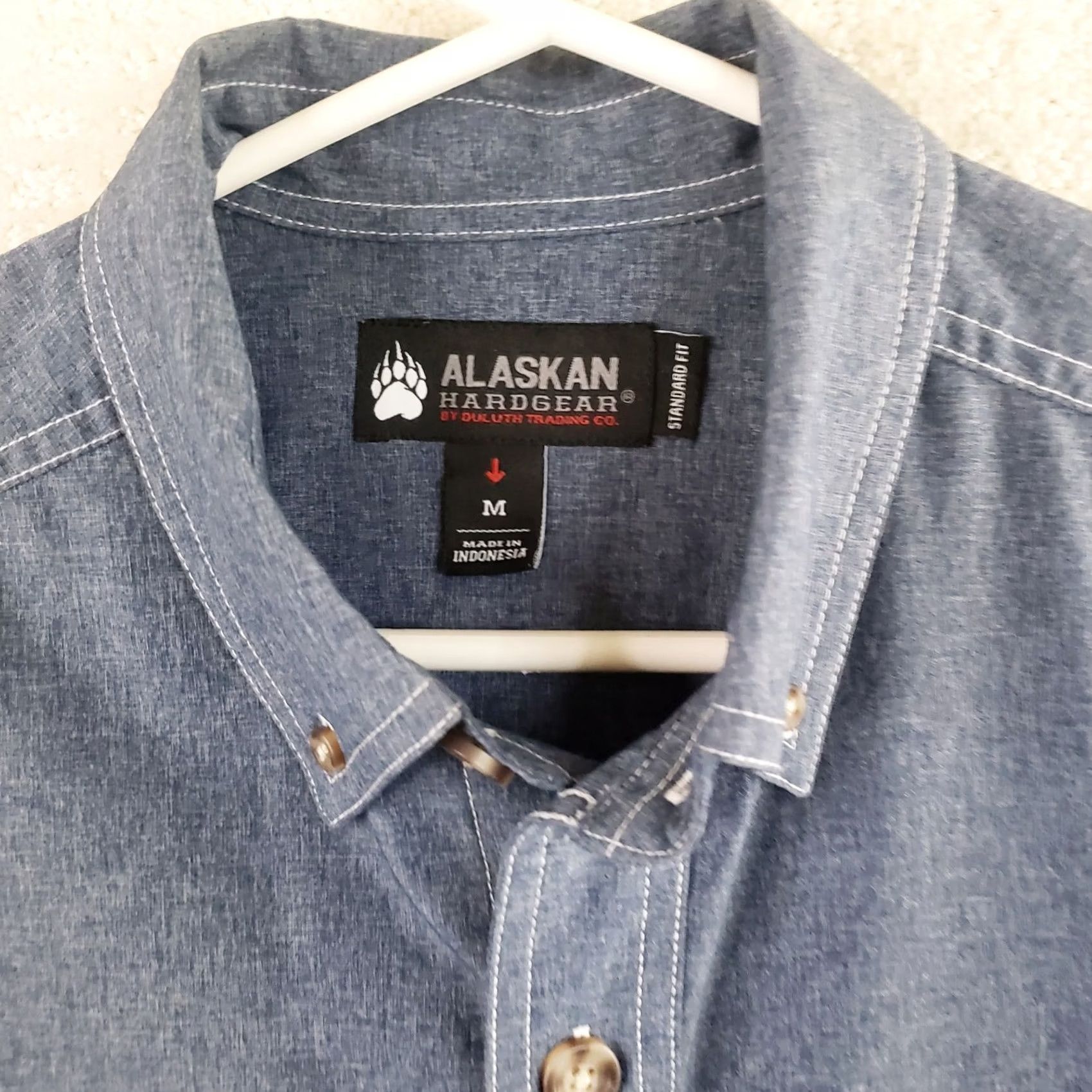 CO VINTAGE Alaskan Hardgear Duluth Trading Co Mens M Blue Denim Chambray Button Up Shirt Size US M / EU 48-50 / 2 - 4 Thumbnail