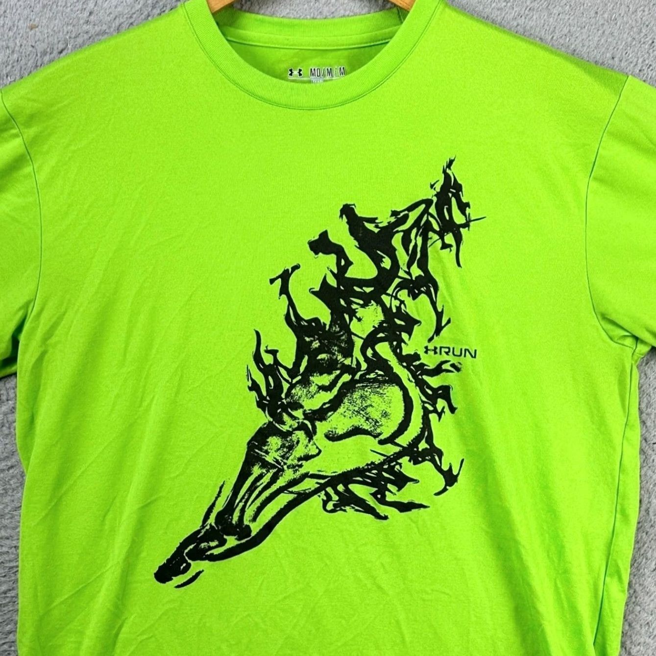 Under Armour Under Armour Heat Gear T-Shirt Graphic Tee Men Medium Neon Green Fitted Athletic Size US M / EU 48-50 / 2 - 2 Thumbnail