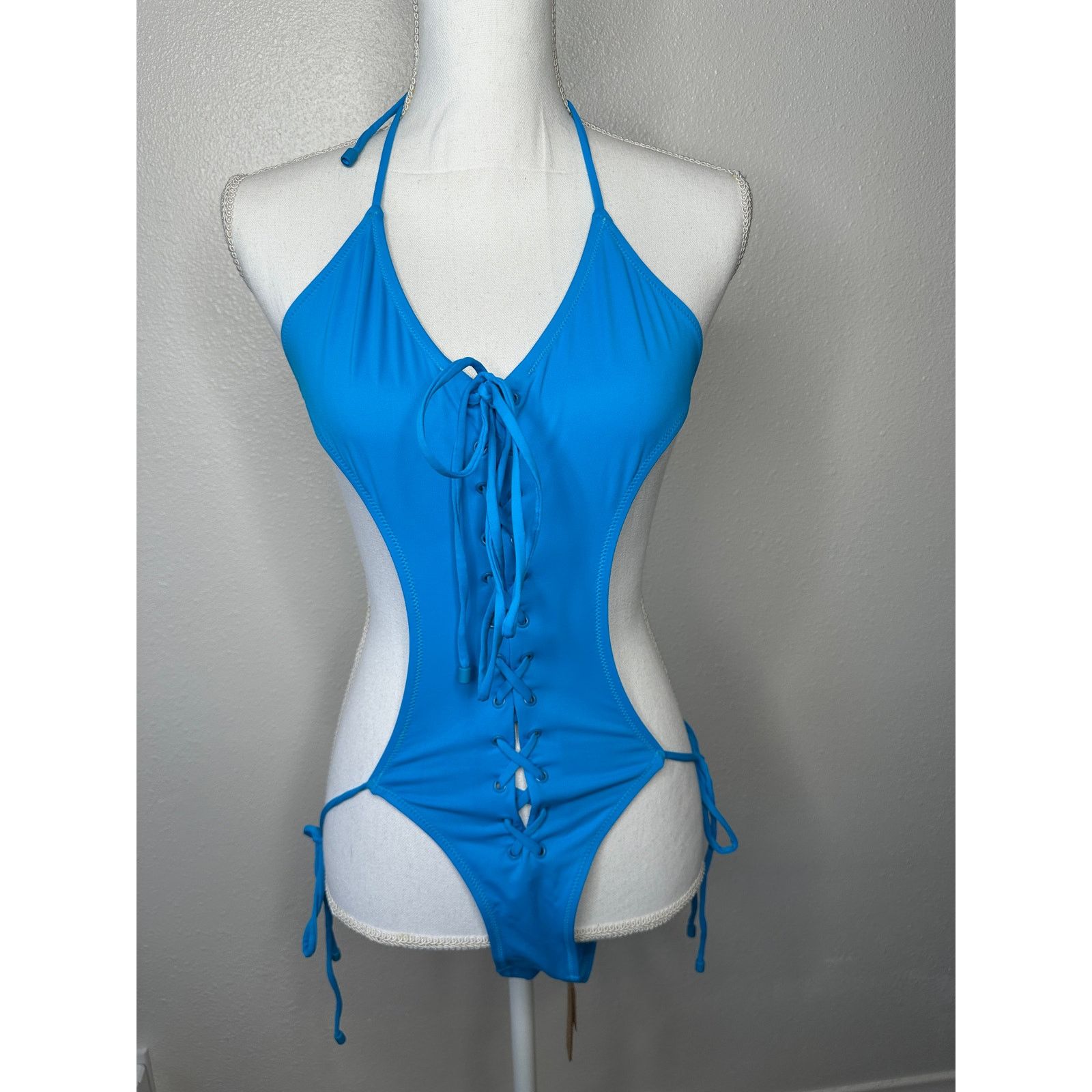 SKIMS NWT Skims Lace-Up Monokini Turquoise One-Piece Swimsuit XS Size XS / US 0-2 / IT 36-38 - 2 Thumbnail