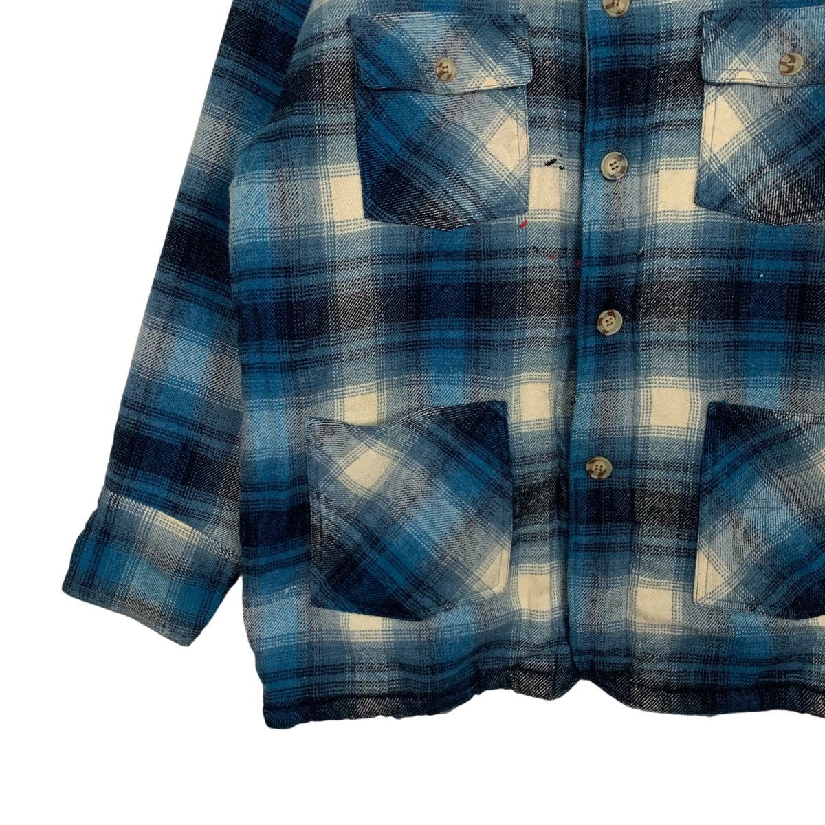 Flannel Vintage 90s AXMAN'S Shadow Plaid Fleece Flannel #2701-C121 Size US L / EU 52-54 / 3 - 3 Thumbnail