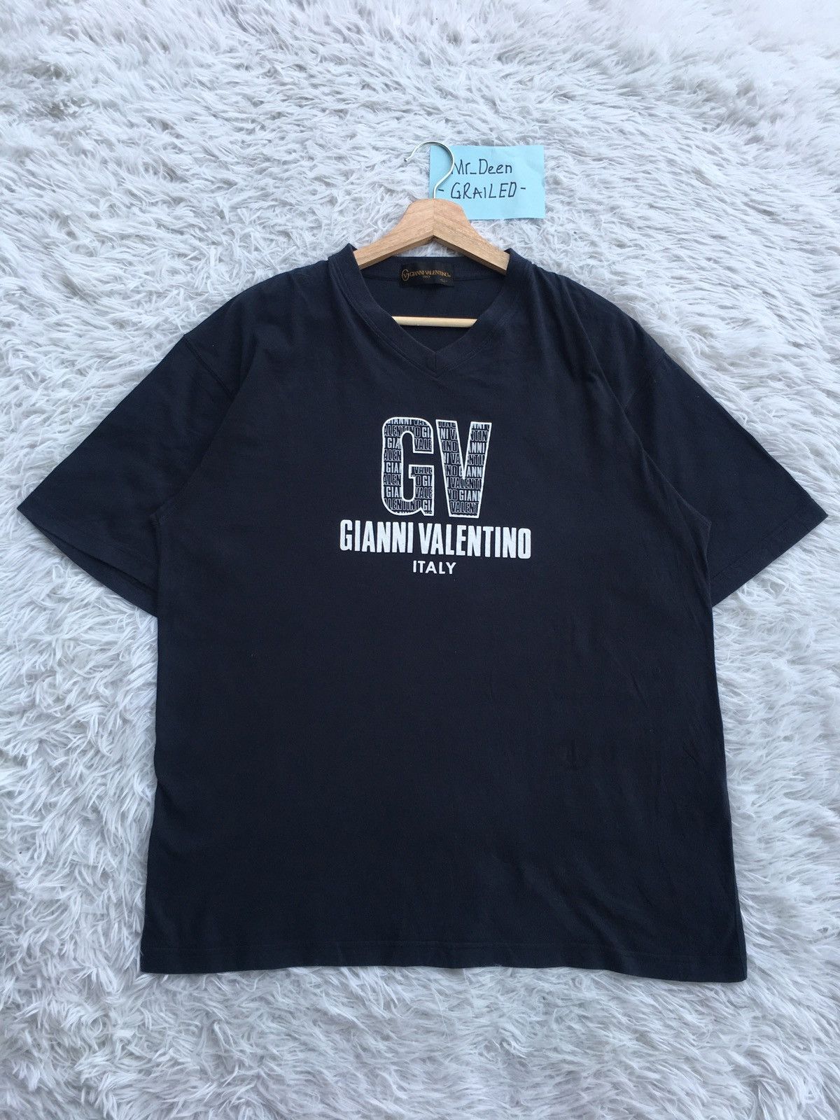 image of Italian Designers x Vintage Gianni Valentino Spellout Tshirt in Black, Men's (Size XL)