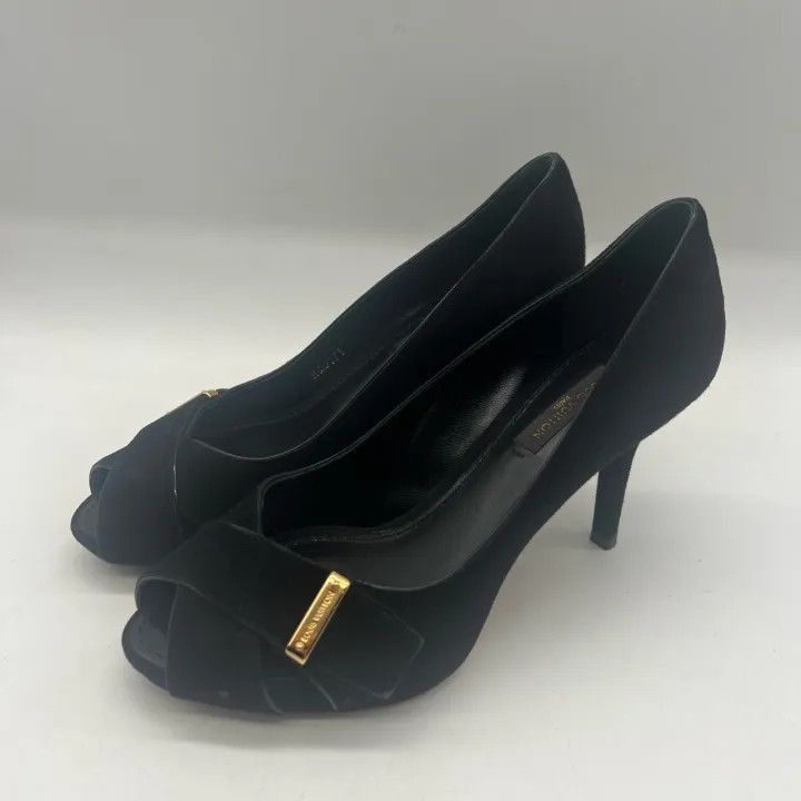 Louis Vuitton Louis Vuitton Black Suede High Heels -2508 Size US 5 / IT 35 - 1 Thumbnail