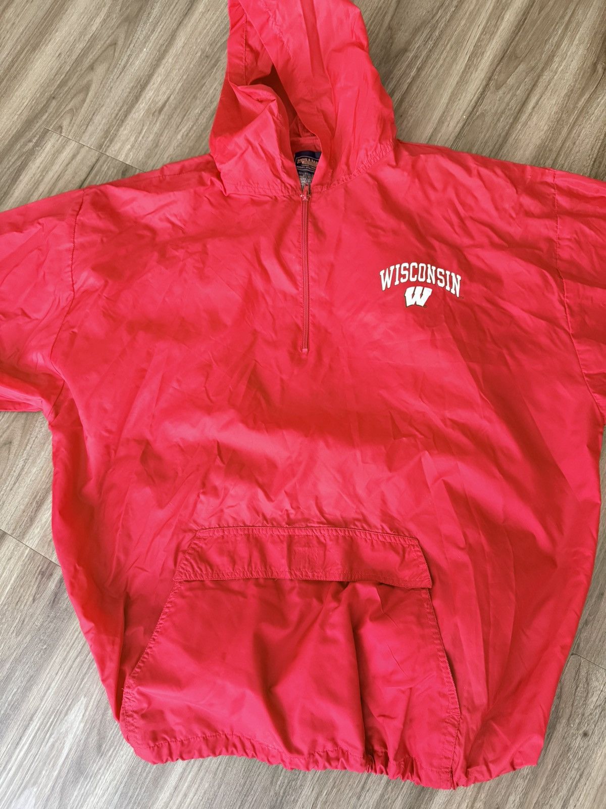 Steve And Barrys Steve & Barry's Red Wisconsin Hooded Half Zip Windbreaker XL Size US XL / EU 56 / 4 - 2 Thumbnail