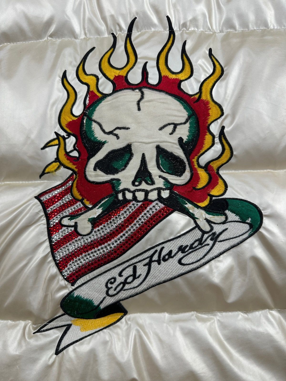 Christian Audigier Vintage Ed Hardy Flaming Skull Down Puffer Vest Size US L / EU 52-54 / 3 - 20 Thumbnail