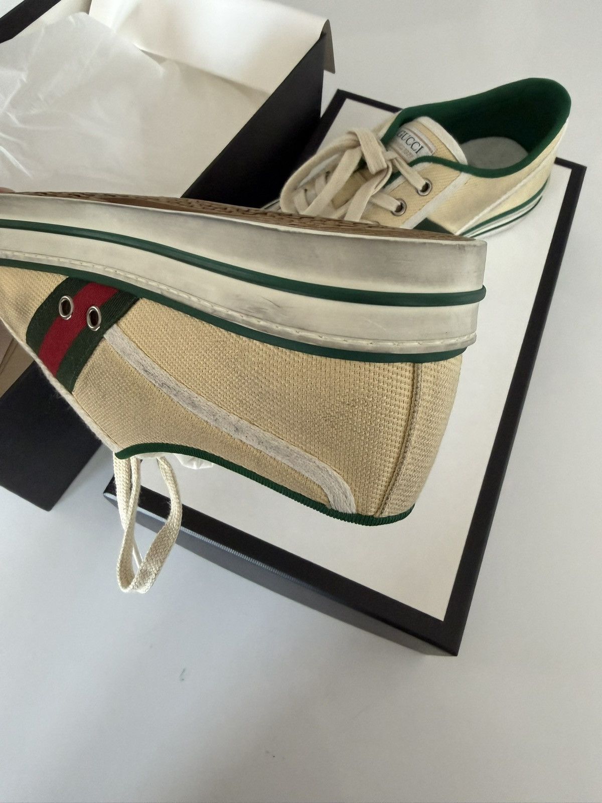 Gucci GUCCI Tennis 1977 distressed GG Canvas Web Mens Size 8 Size US 8 / EU 41 - 8 Thumbnail