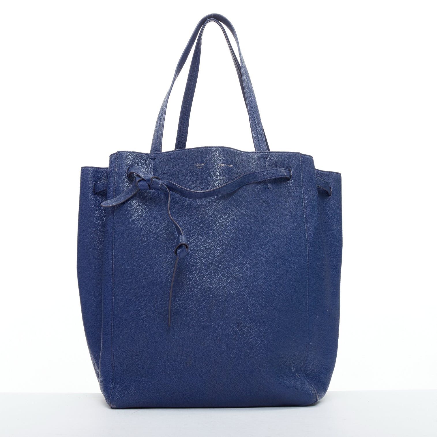 Celine CELINE Cabas Phantom dark blue leather silver logo medium tote bag Size ONE SIZE - 1 Thumbnail