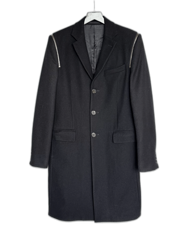 Givenchy Givenchy Givenchy ZipDetail Black Wool Coat -2507 Size US M / EU 48-50 / 2 - 1 Thumbnail