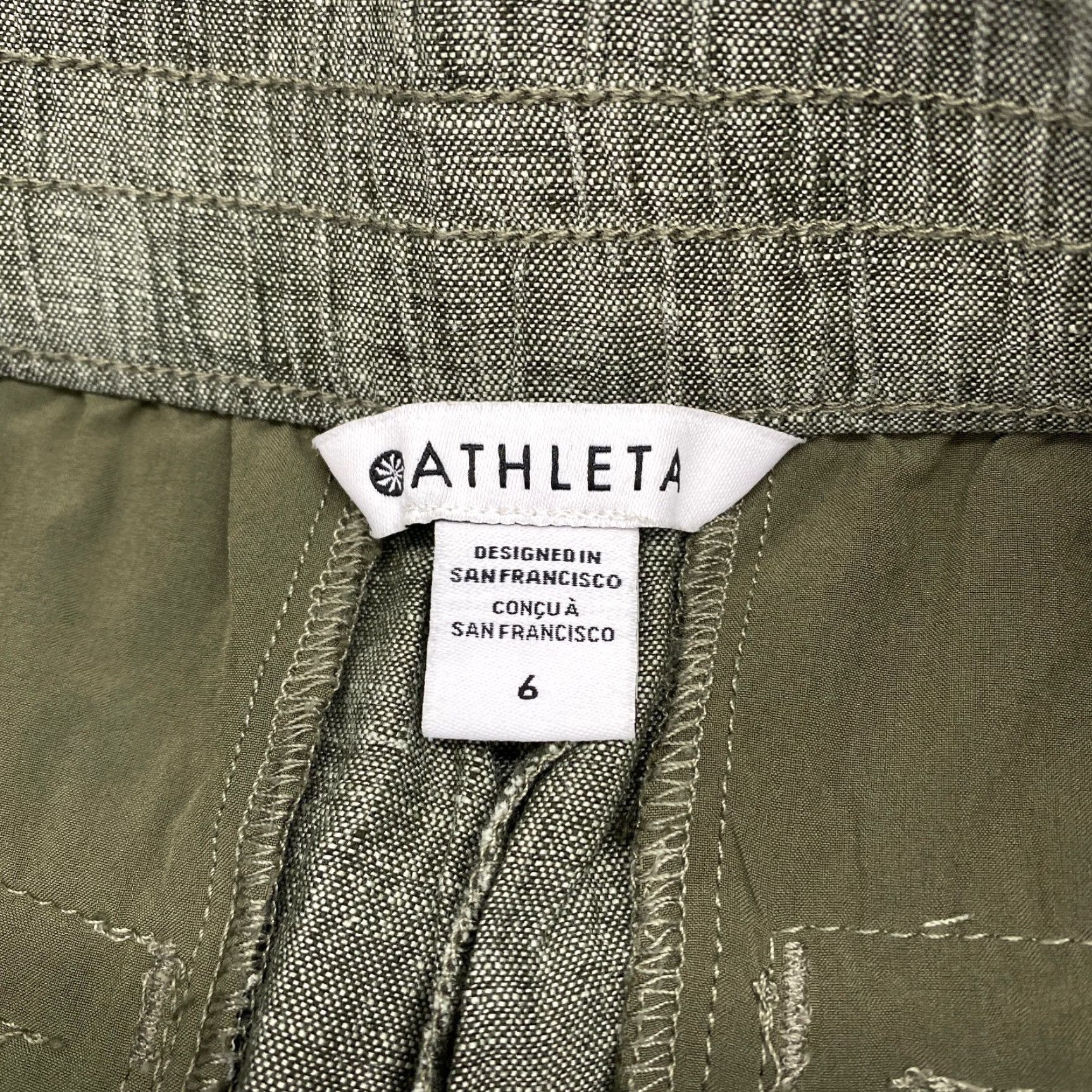 Athleta Athleta Shorts Women 100% Linen Green Size 6 Elastic Waistband Pockets Activewear 6.5 Inseam Size 28" / US 6 / IT 42 - 5 Thumbnail