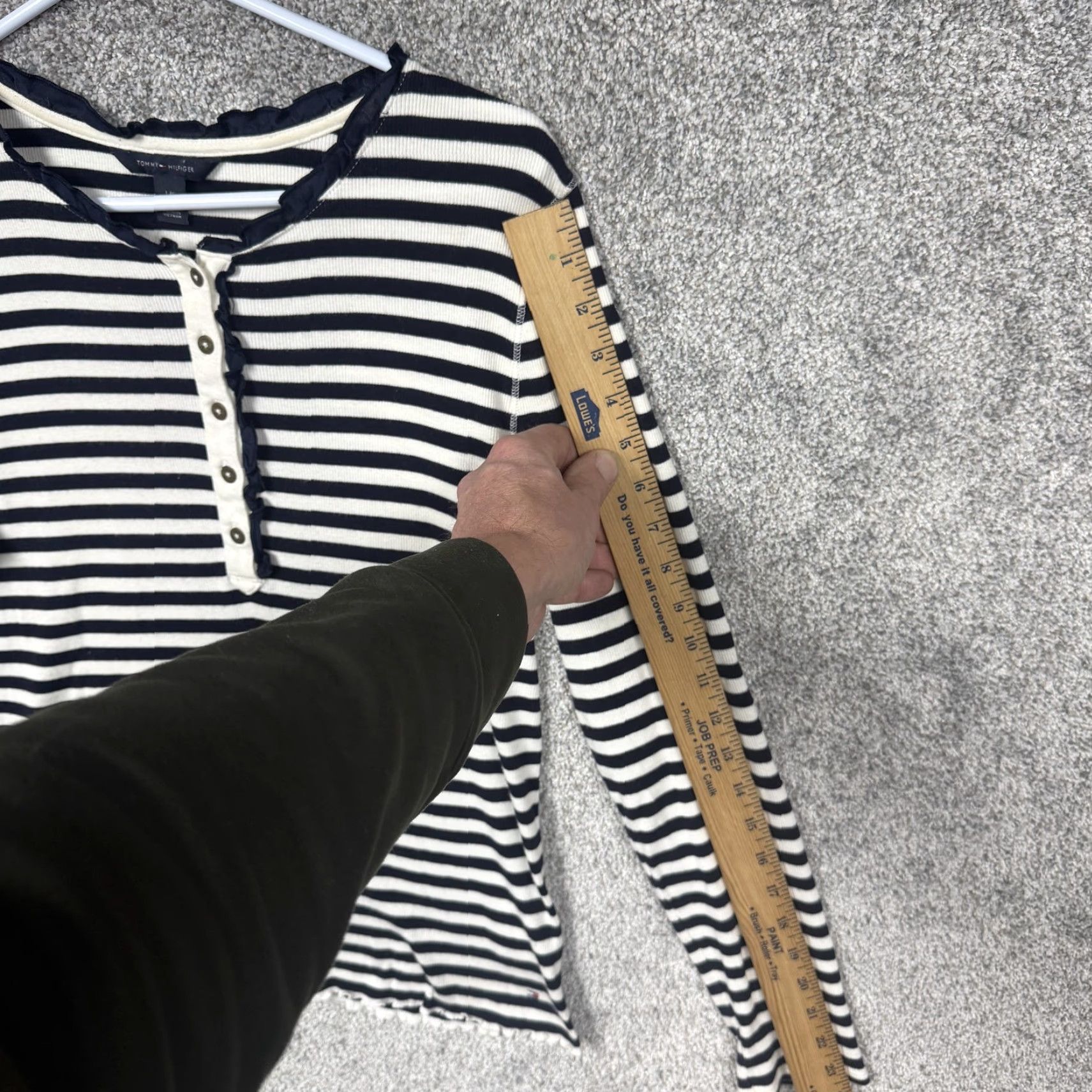 Tommy Hilfiger Tommy Hilfiger Shirt Womens L Blue White Stripe Henley Ribbed Old Money Coquette Size L / US 10 / IT 46 - 3 Thumbnail
