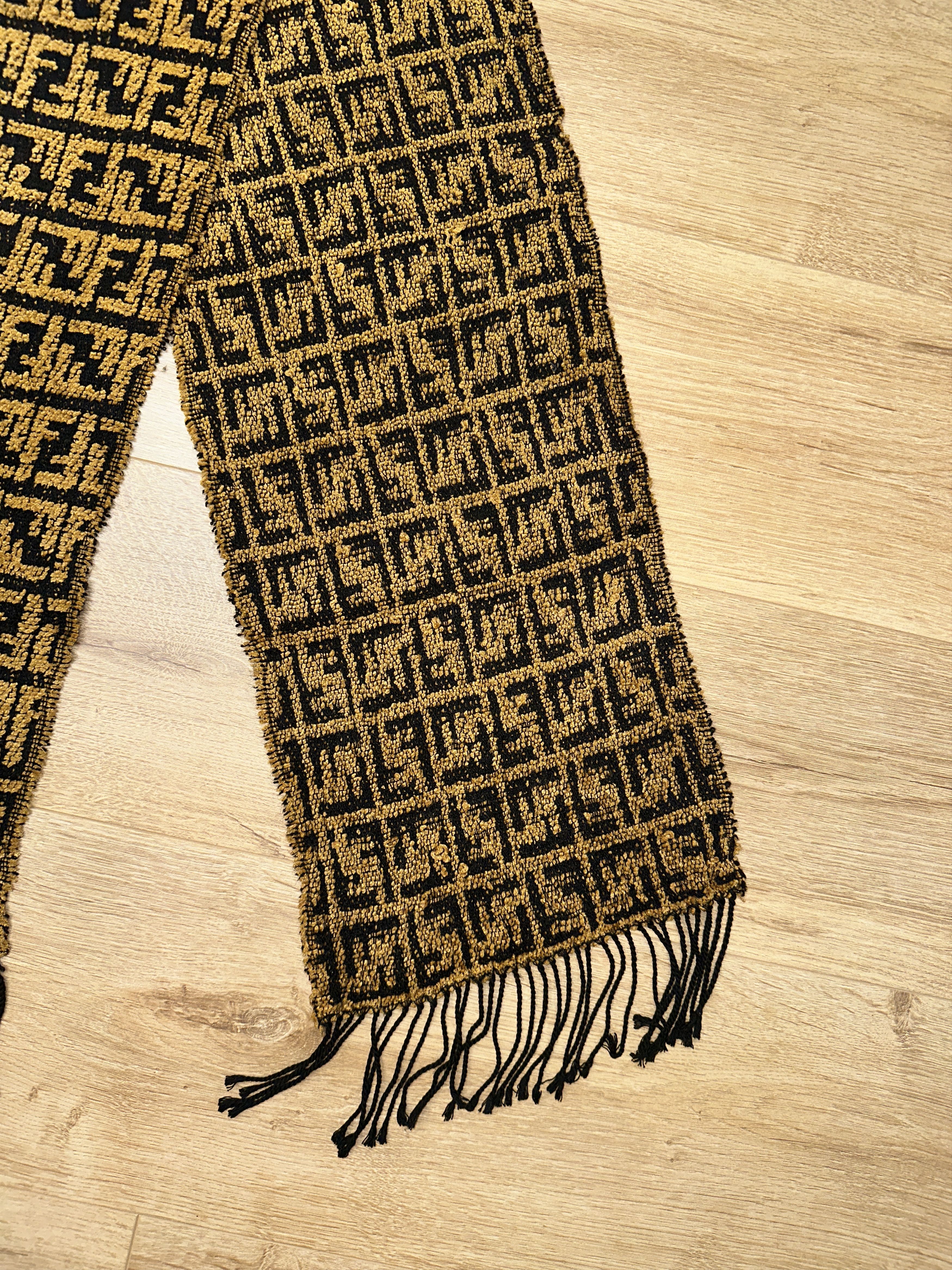 Fendi Gray Fendi Zucca Vintage Wool Scarf 165x30cm Logo Check Size ONE SIZE - 2 Thumbnail