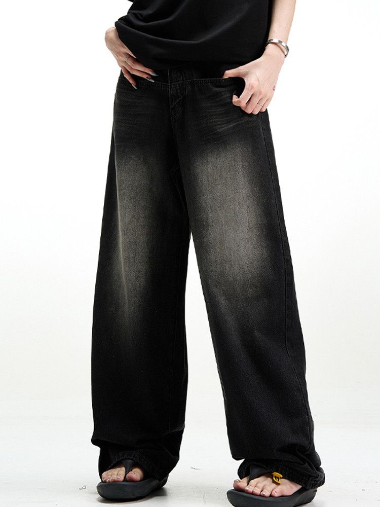 Japanese Brand × Jean Retro Solid Black Jeans Loose Size US 33 - 2 Thumbnail