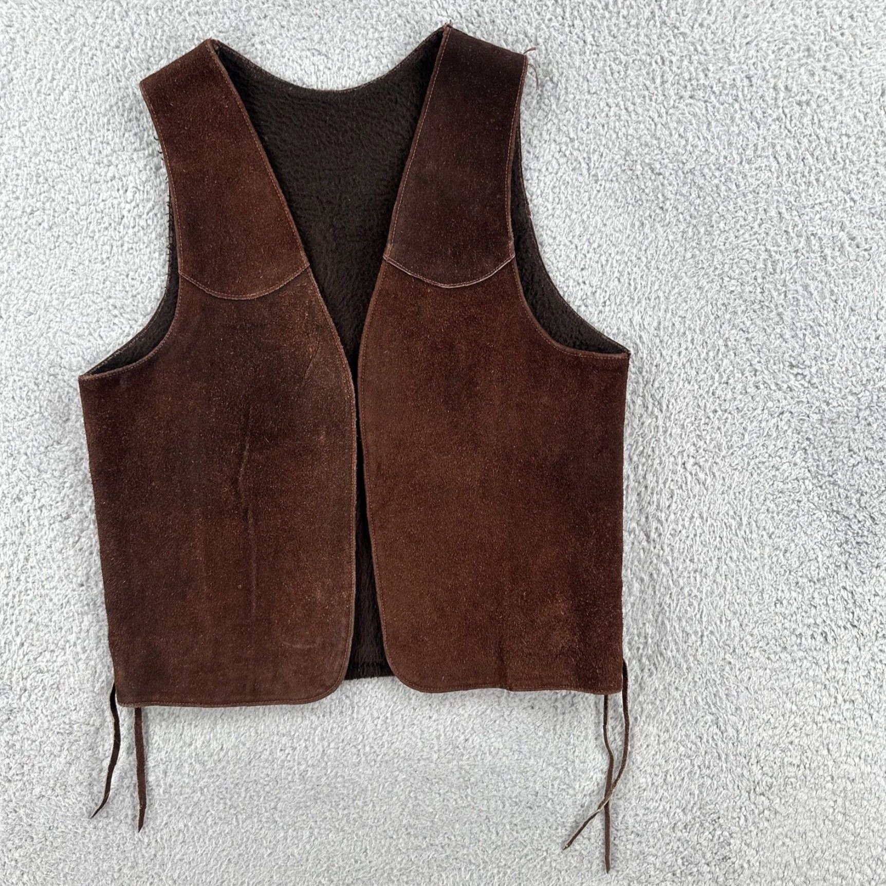 Vintage VINTAGE 60s Leather Vest Dennis Hopper Easy Rider Style Fleece Lined Leather Vest S Brown Mens Womens Girls Boys Size US S / EU 44-46 / 1 - 3 Thumbnail