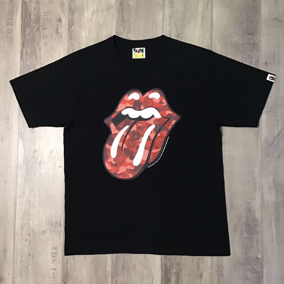 image of Bape × Rolling Stones 50Th Anniversary T-Shirt Red Camo Ape in Black, Men's (Size Medium)