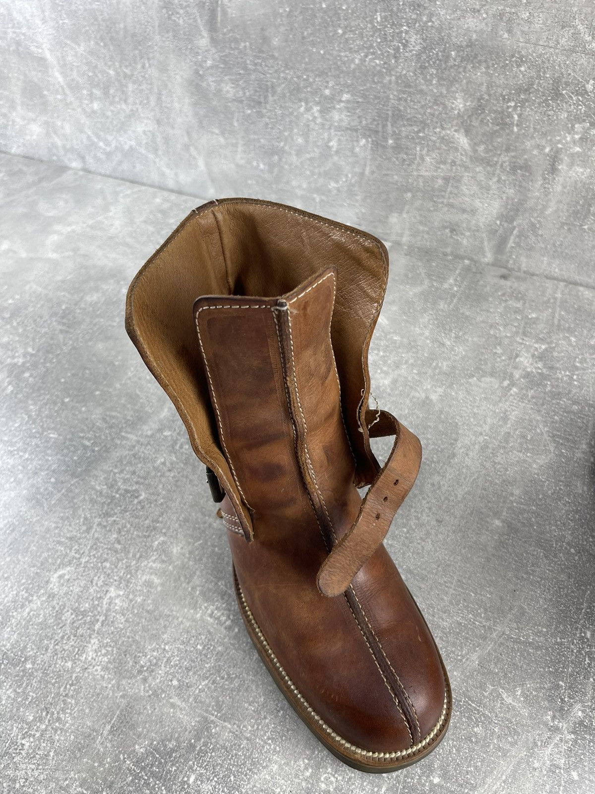 VIC MATI Vic Matié Avant Garde Leather Buckle Ankle Boots Brown Size US 8 / IT 38 - 9 Thumbnail
