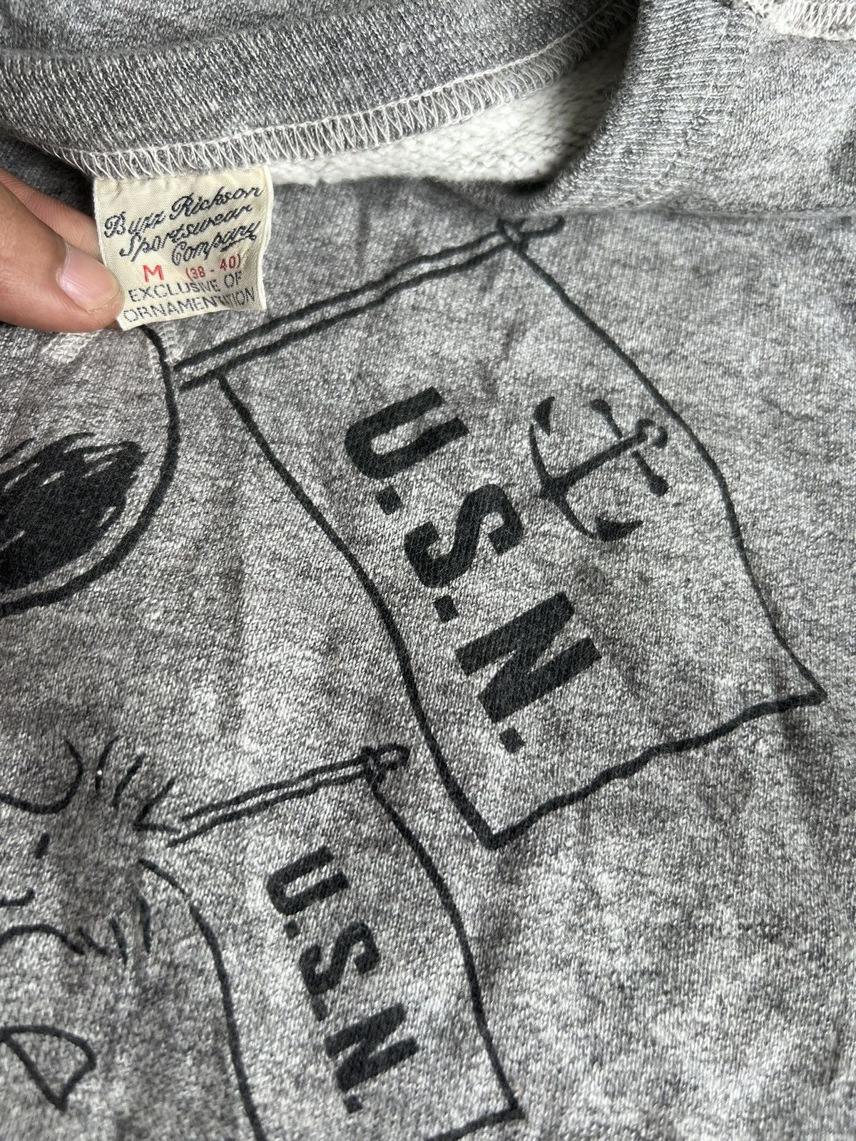 Buzz Rickson's 1940s Buzz Ricksons Peanuts USN Double V Crewneck Sweatshirt Size US M / EU 48-50 / 2 - 8 Thumbnail