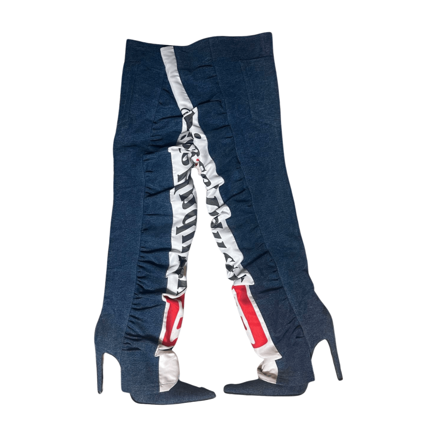 Diesel Shayne Oliver x Diesel Red Tag 115mm Thigh-High Denim Boots Size US 9 / IT 39 - 5 Thumbnail