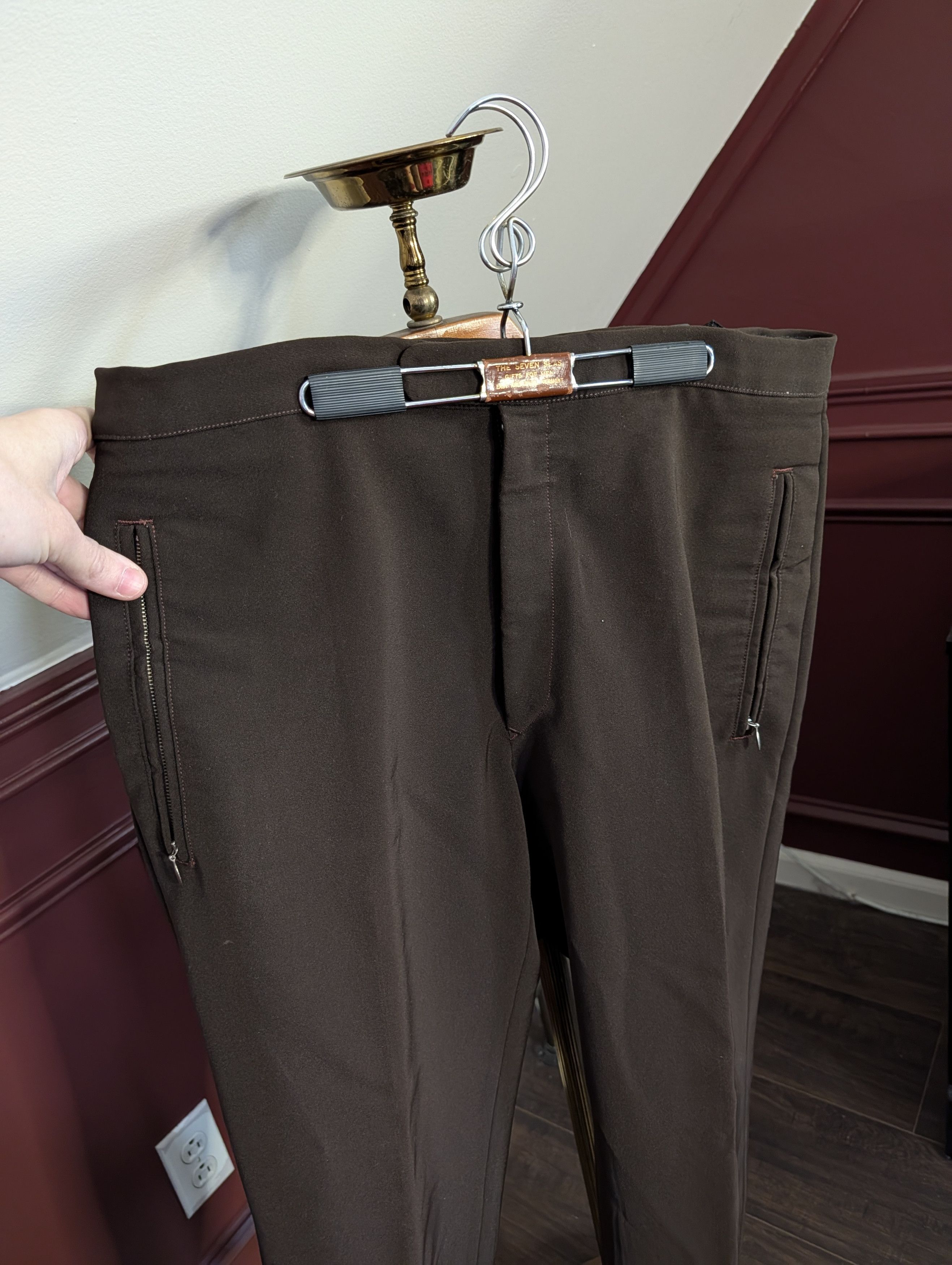 Vintage GERMAN VINTAGE Brown Wool Ski Pants zippered 36" Size US 36 / EU 52 - 2 Thumbnail