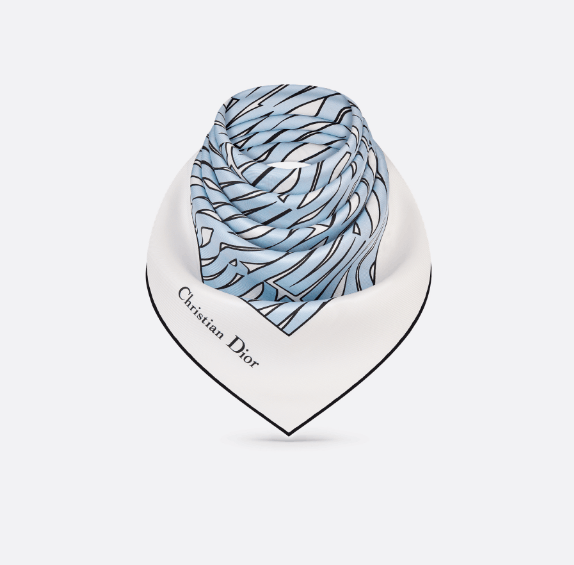 Dior o1w1db10625 Size : OS / Square Scarf in White/Pale Blue Size ONE SIZE - 3 Thumbnail