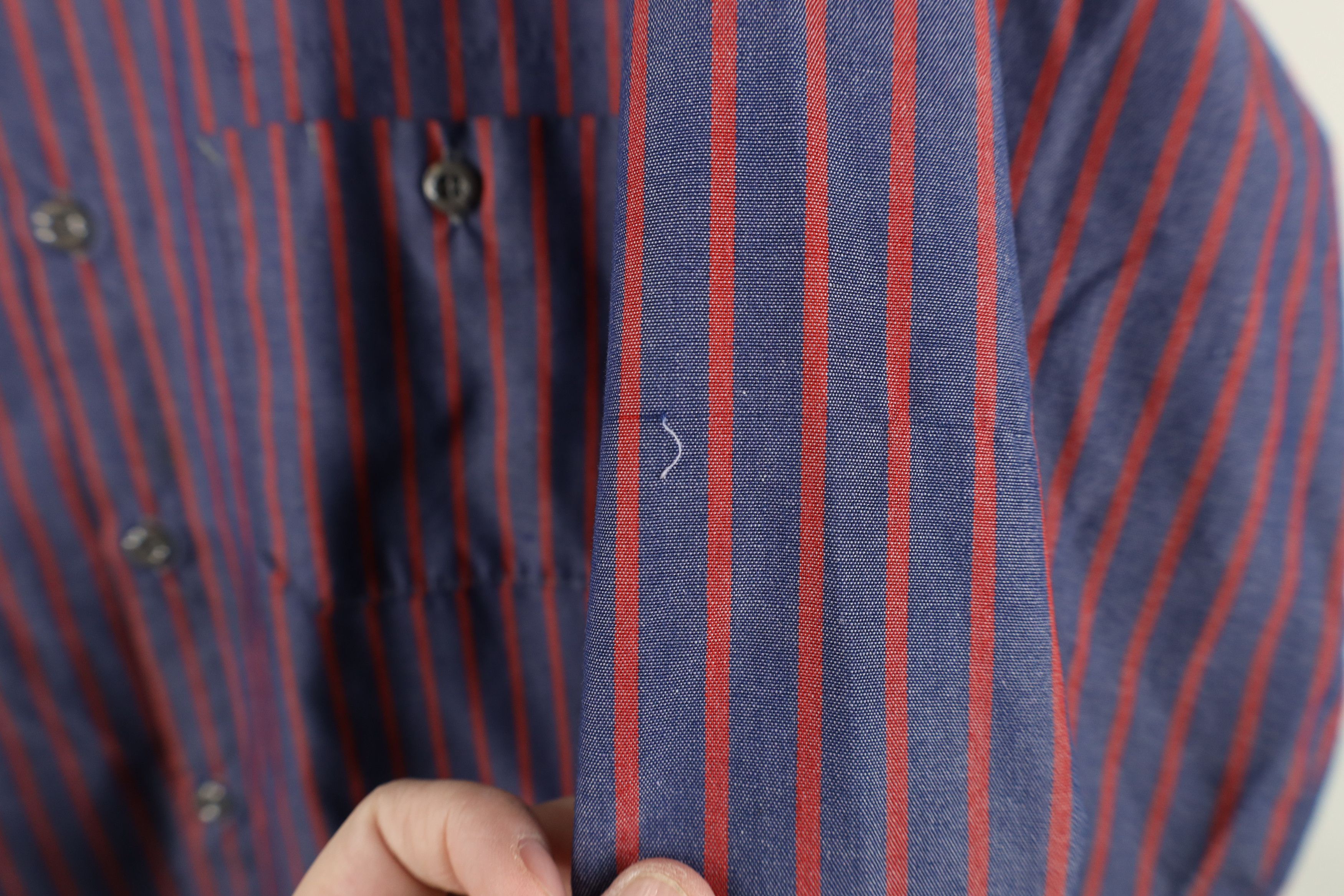 Vintage Vintage 90s Streetwear Striped Workwear Mechanic Shirt Size US L / EU 52-54 / 3 - 9 Thumbnail