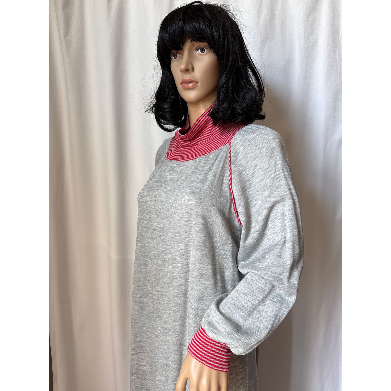 Vintage American Vtg Sears JR Bazaar turtleneck maxi dress gray red Size M / US 6-8 / IT 42-44 - 14 Thumbnail