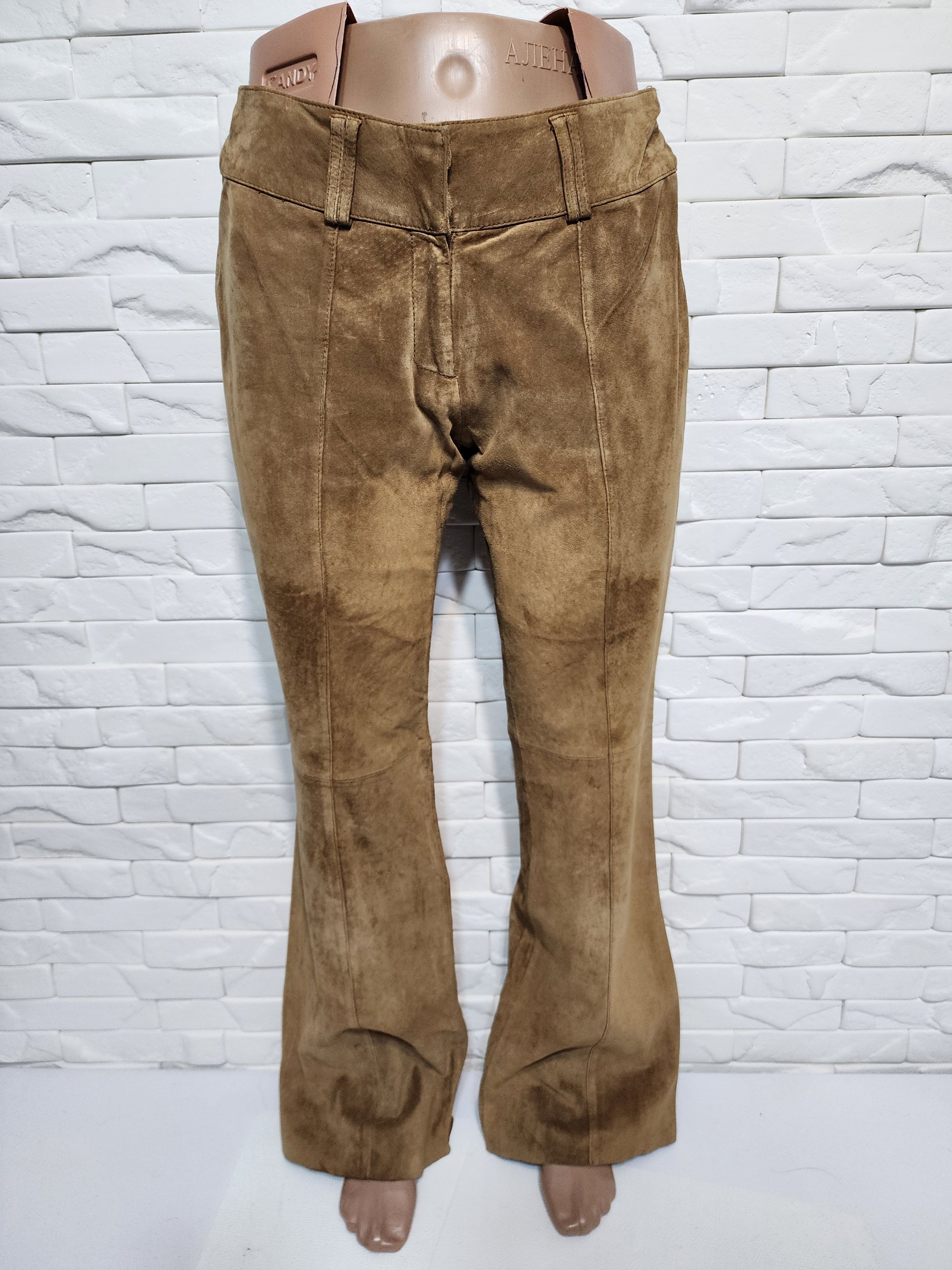 Genuine Leather Brown Suede Leather Pants: Women's Trousers Size 32" / US 10 / IT 46 - 1 Thumbnail