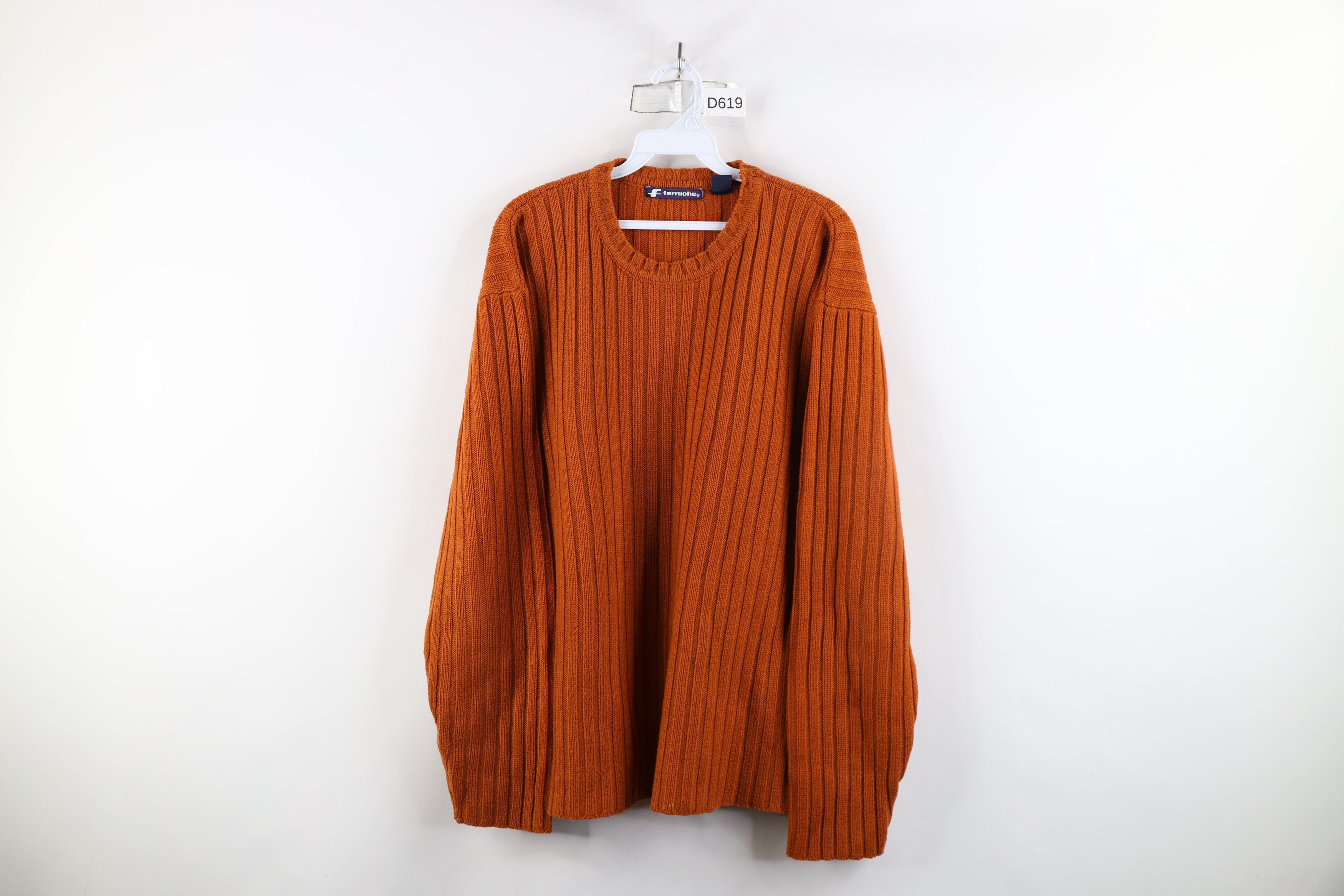 Vintage Vintage 90s Streetwear Ribbed Knit Sweater Burnt Orange Size US L / EU 52-54 / 3 - 1 Thumbnail