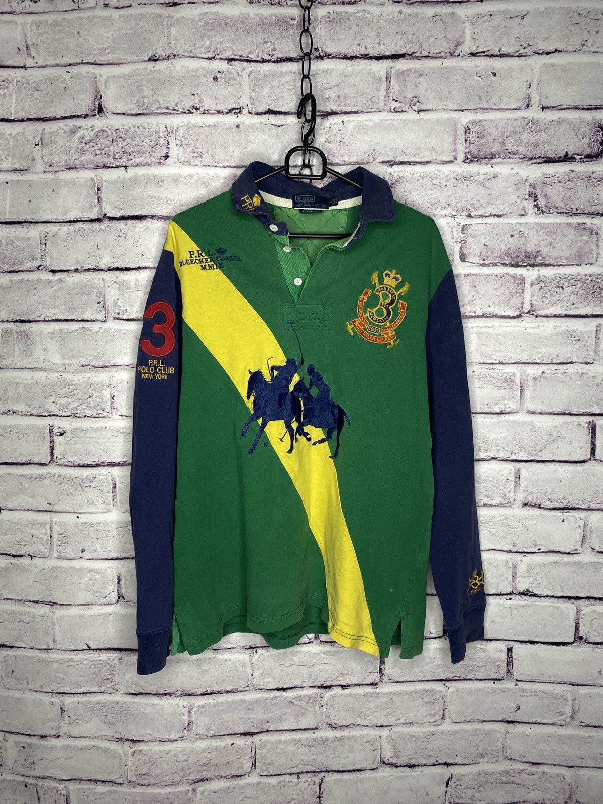 Pre-owned Polo Ralph Lauren X Ralph Lauren Vintage Polo Ralph Laurent 90's Rugby Longsleeve In Blue