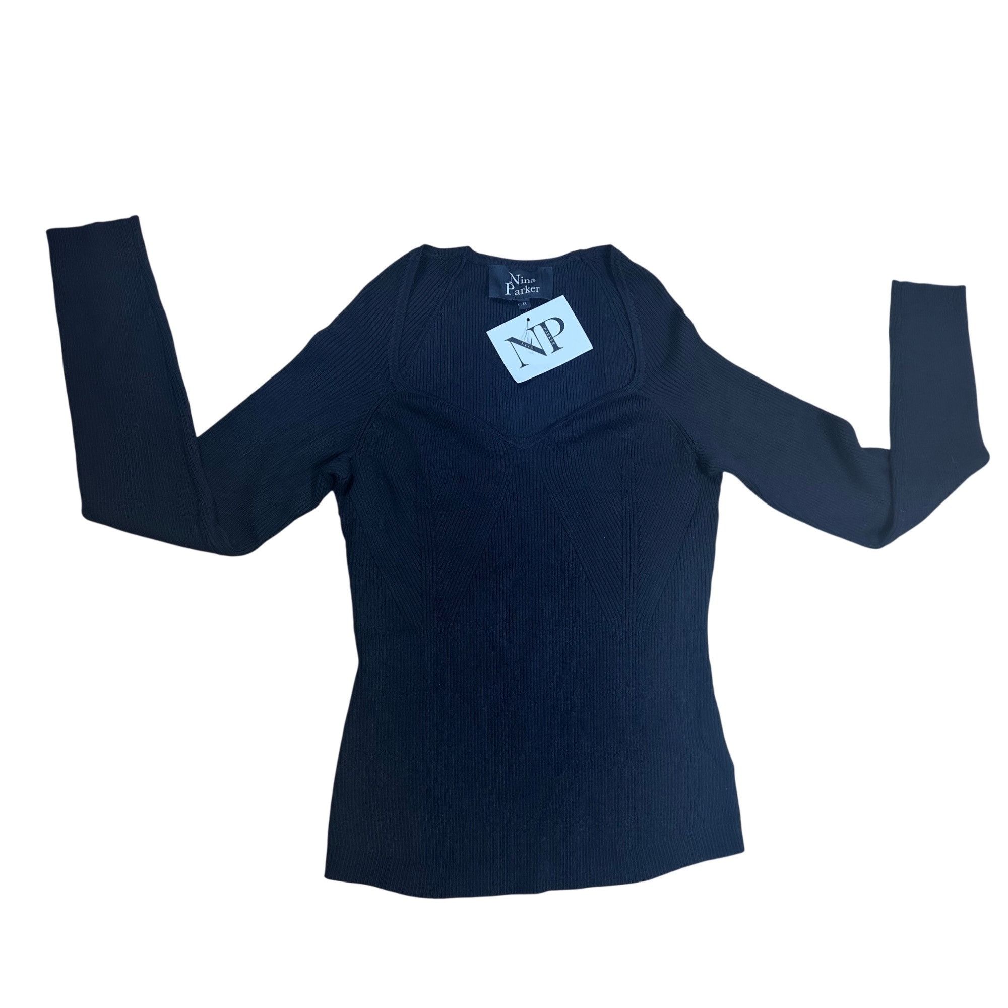 Other Nina Parker Womens Plus Ribbed Rayon Pullover Sweater Black Size XL / US 12-14 / IT 48-50 - 3 Thumbnail