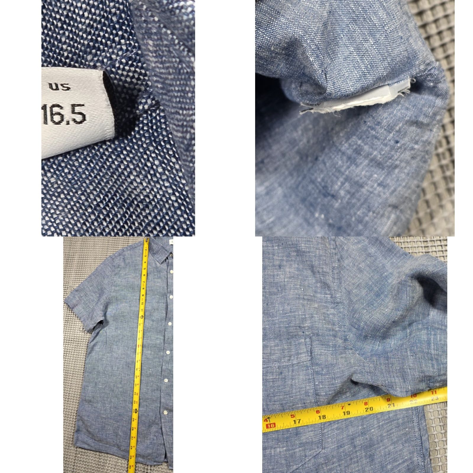 Celio CELIO Button-Up Shirt Mens Linen Blue Short Sleeve 16.5 Collar-Down Vintage? No Size US XL / EU 56 / 4 - 8 Thumbnail