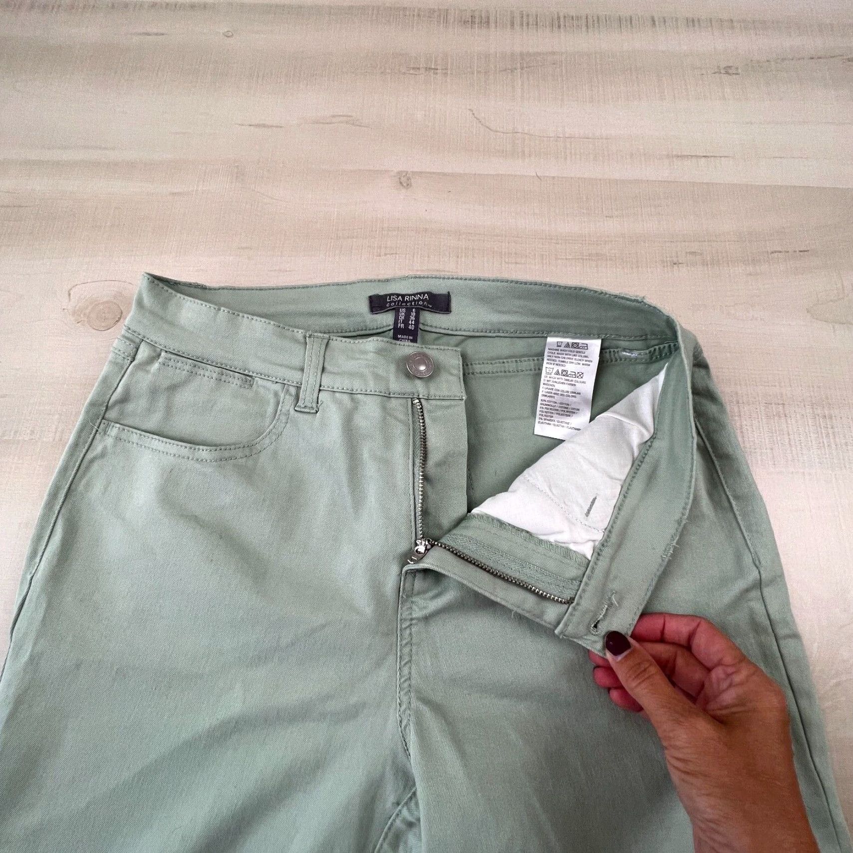 Vintage Lisa Rinna Womens Green Skinny Jeans 6 Mid Rise Stretch Denim Size 28" / US 6 / IT 42 - 3 Thumbnail
