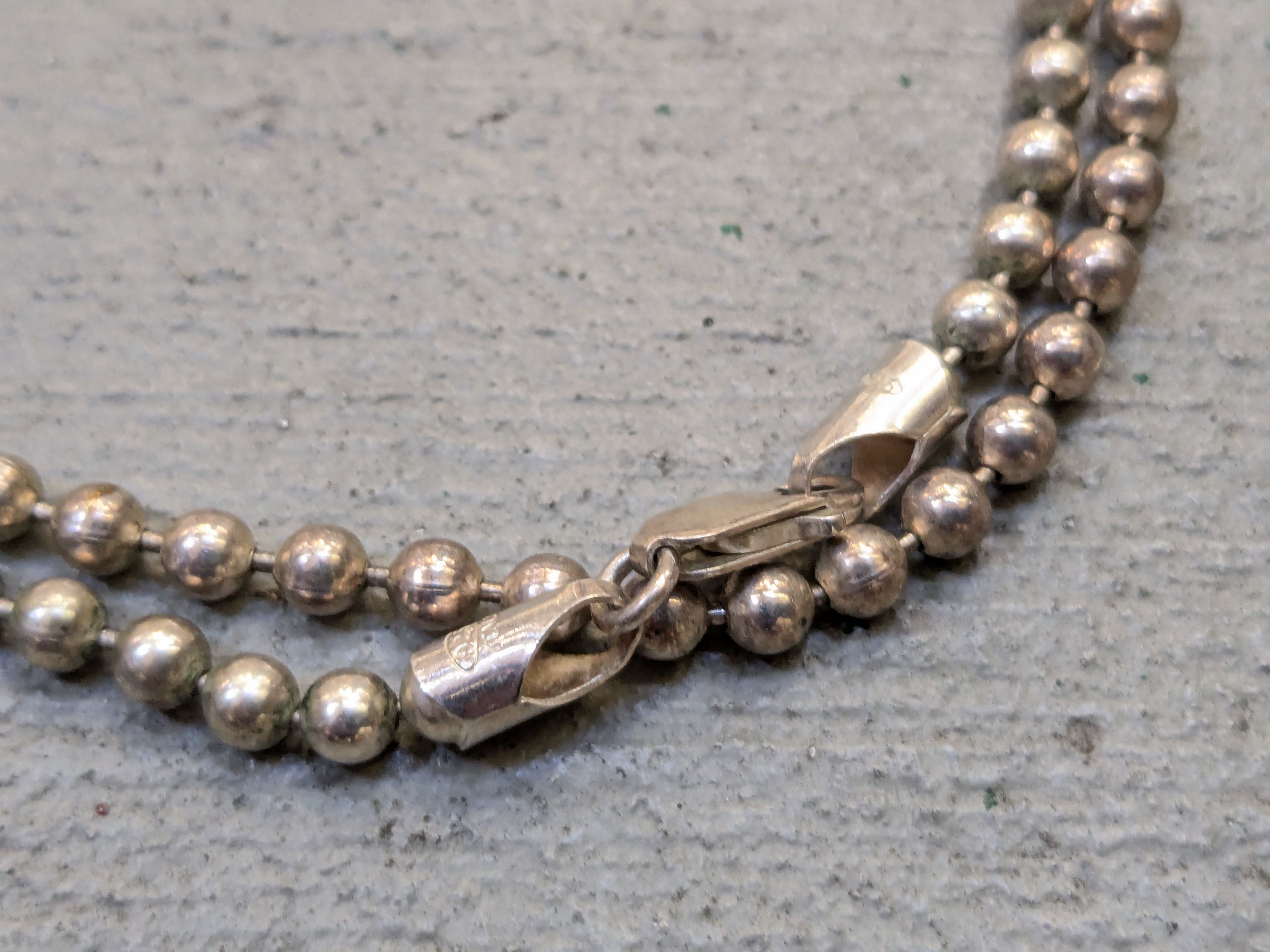 Other Vintage Sterling Silver Necklace Bead Chain Link 18" Italy Size ONE SIZE - 3 Thumbnail