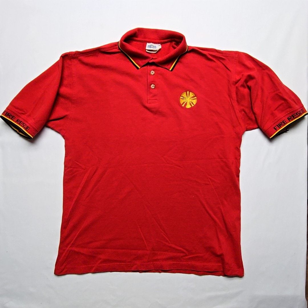 Vintage Vintage Fire Rescue Polo Fire Chief Embroidery XL Red 90s Size US XL / EU 56 / 4 - 1 Thumbnail