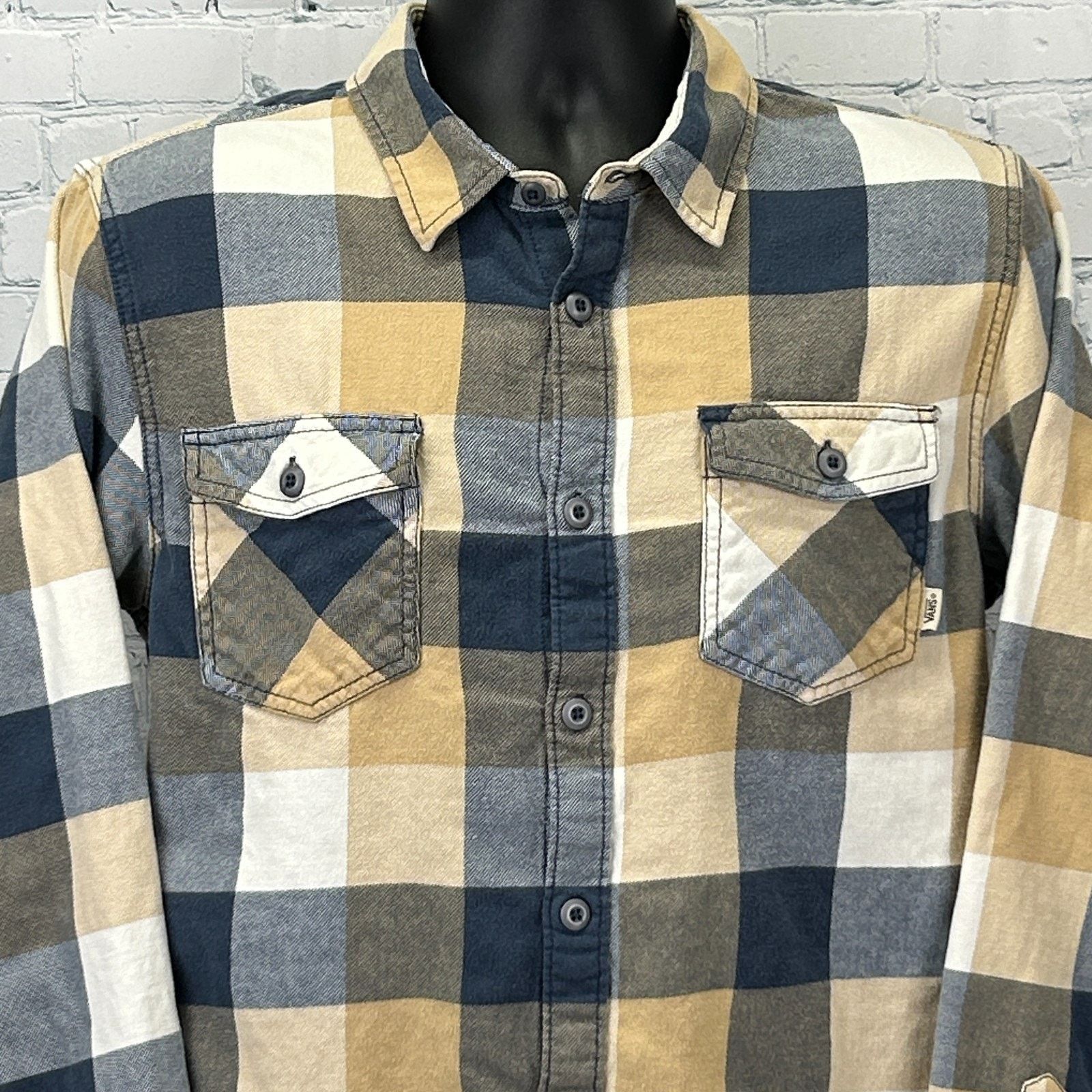 Vans Vans Flannel Button Front Shirt Beige Check Plaid L Large Size US L / EU 52-54 / 3 - 1 Thumbnail