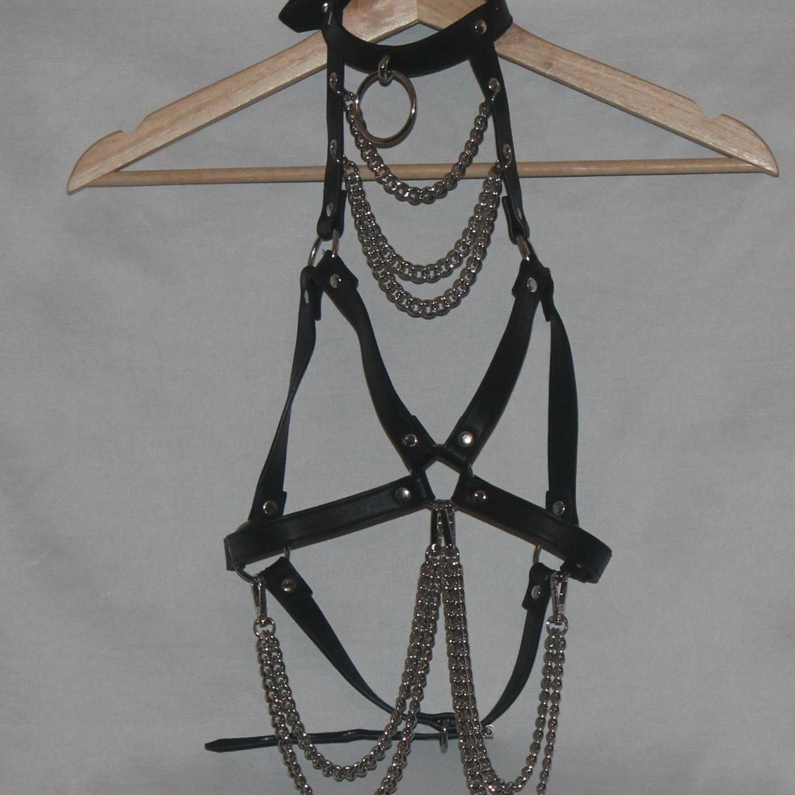 Killstar Killstar Harness - Vegan Leather with Metal Chain - Sz L-XXL Size ONE SIZE - 1 Thumbnail