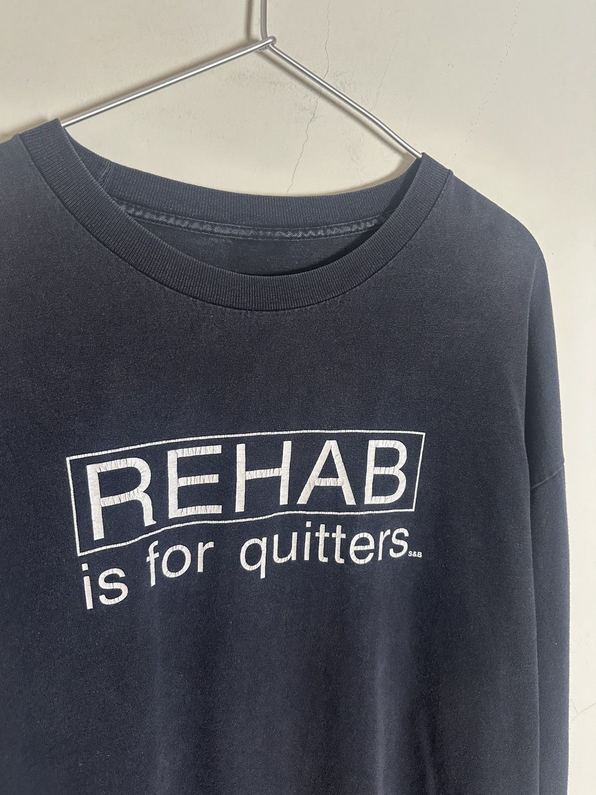 Vintage Vintage Drugs ‘Rehab Is For Quitters’ Faded Long Sleeve Tee Size US XL / EU 56 / 4 - 3 Thumbnail