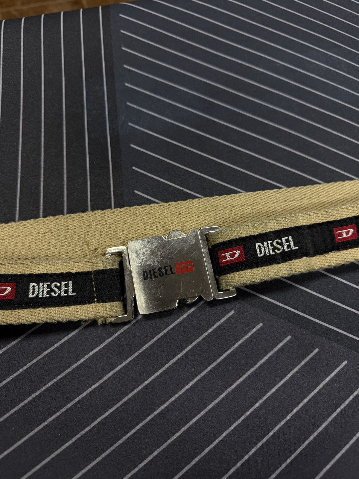 Diesel 🇺🇸 Vintage 90s Diesel Canvas Webbing Belt Seatbelt Buckle Size ONE SIZE - 4 Thumbnail