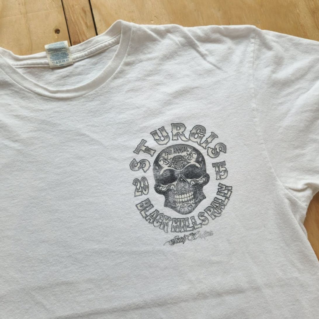 Harley Davidson Sturgis Black Hill Rally Biker HD Double Sided Skull Grunge Size US XL / EU 56 / 4 - 5 Thumbnail