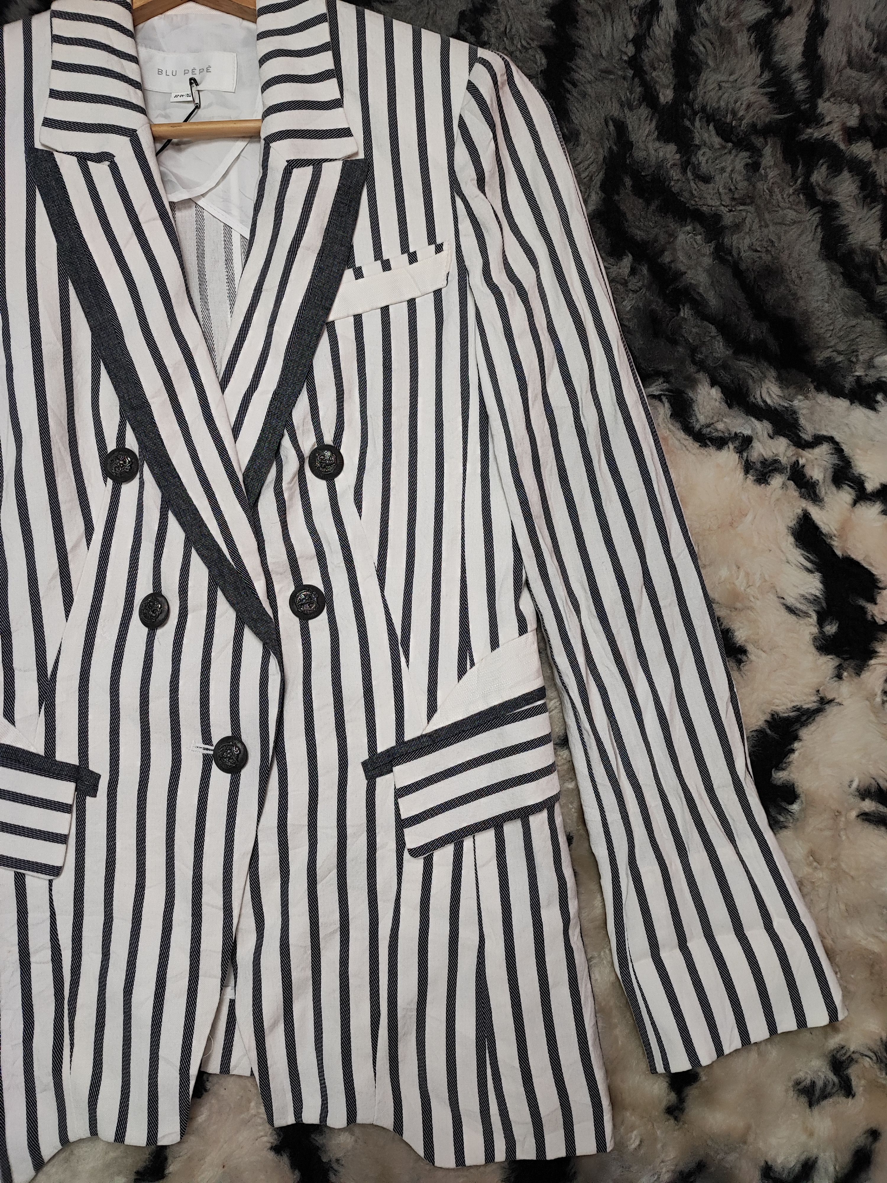 Hysteric Glamour BLU PÉPÉ Nautical Striped Double Breasted Blazer Jacket Size US L / EU 52-54 / 3 - 4 Thumbnail