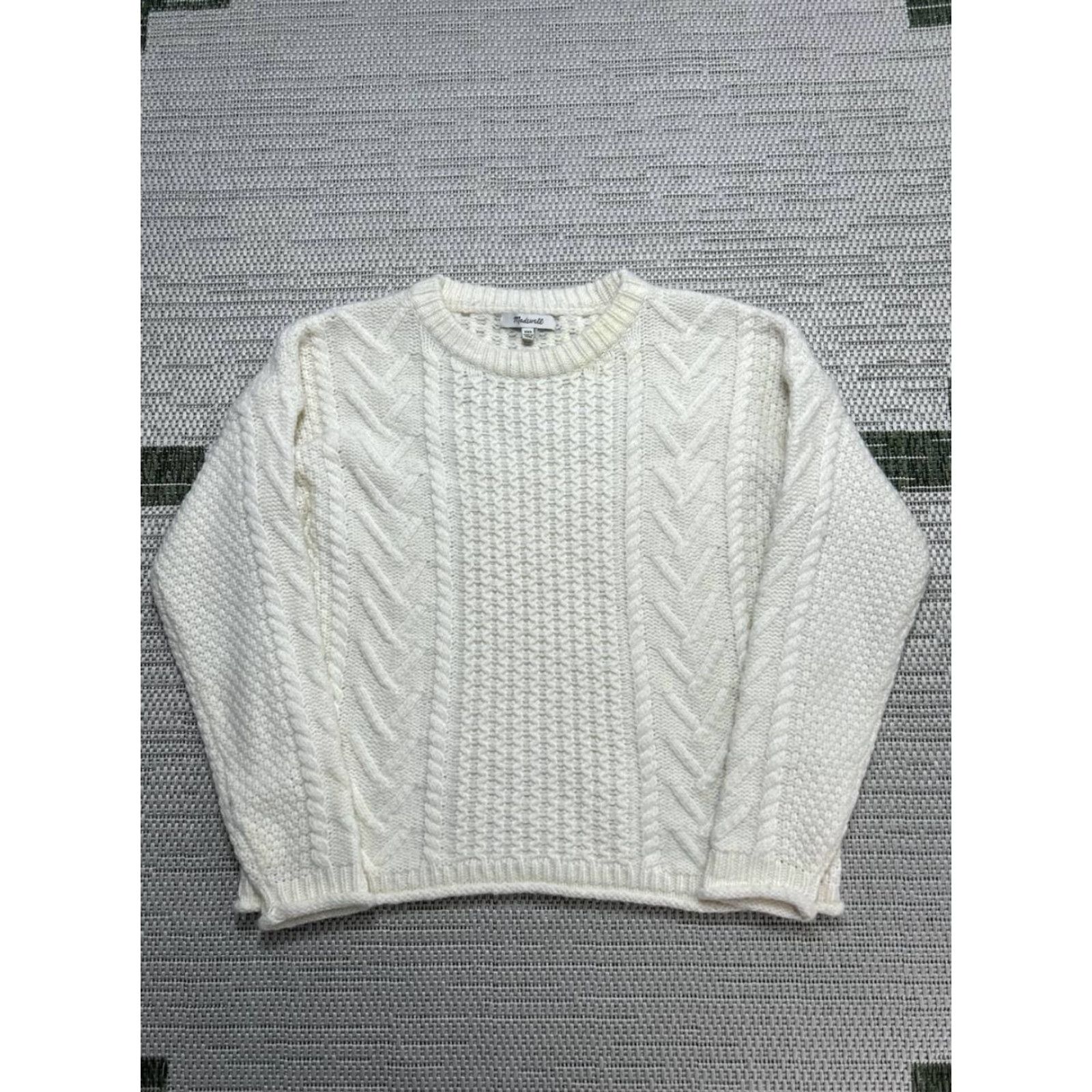 Madewell Madewell Cable Knit Oversized Sweater Womens XXS Beige Merino Wool Textural Cozy Pullover Size XXS / US 00 / IT 34 - 2 Thumbnail