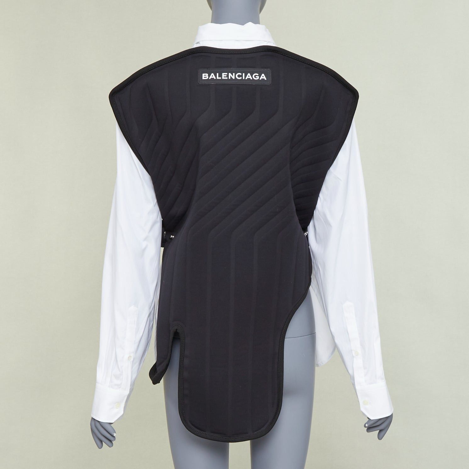 Balenciaga BALENCIAGA DEMNA 2017 Car Mat black padded white cotton deconstructed shirt FR36 S Size S / US 4 / IT 40 - 1 Thumbnail