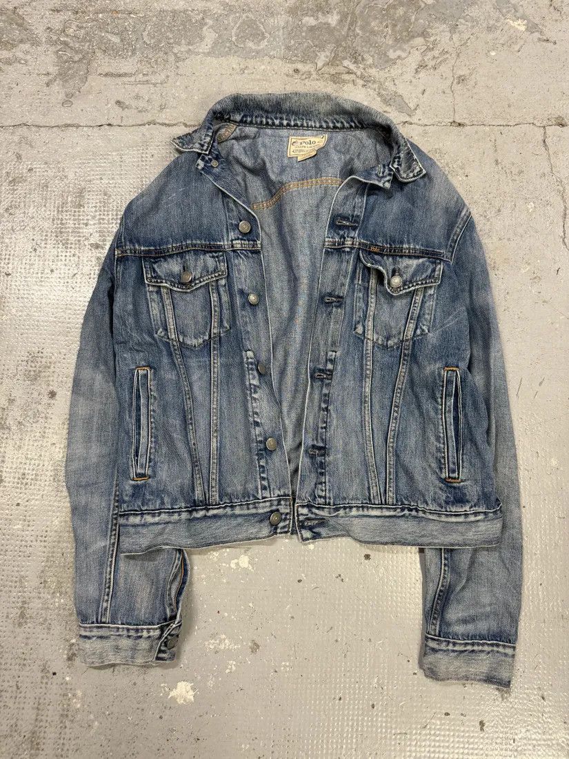 Designer × Polo Ralph Lauren × Vintage 2010s Ralph Lauren USA Flag Blue Denim Jacket Size US M / EU 48-50 / 2 - 5 Thumbnail