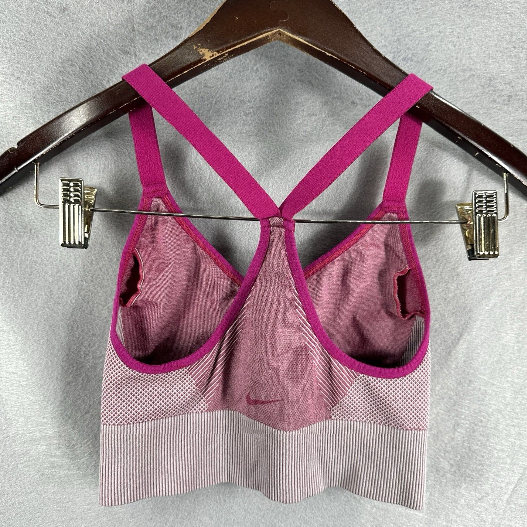 Nike Nike Sports Bra Womens Small Pink Gray Dri-FIT Low-Impact Padded Indy Racerback One Size Bleed of Color? Size ONE SIZE - 4 Thumbnail