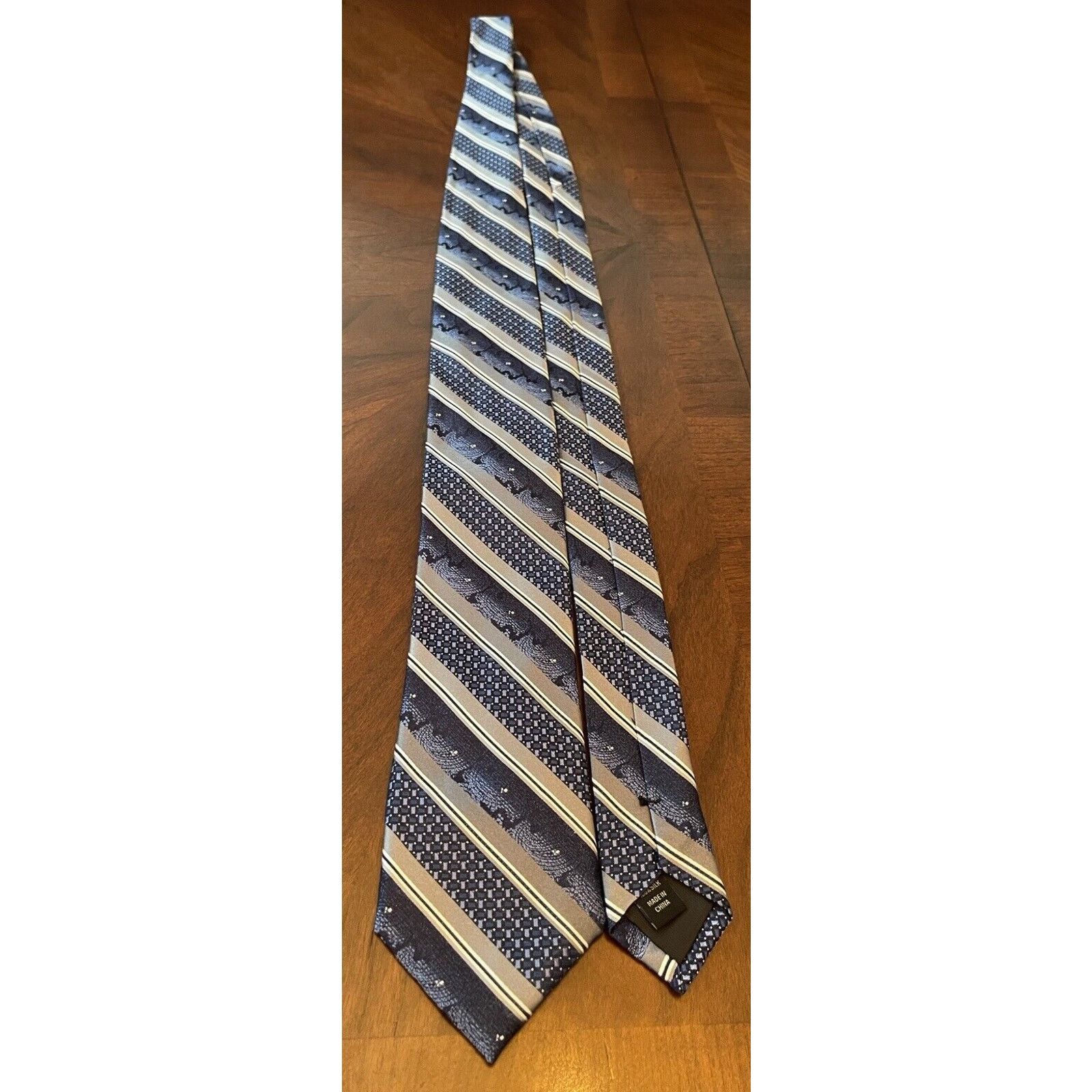 Pronto Uomo Pronto Uomo Blue Gray 100% Silk Men’s Neck Tie Made In China Size ONE SIZE - 3 Thumbnail