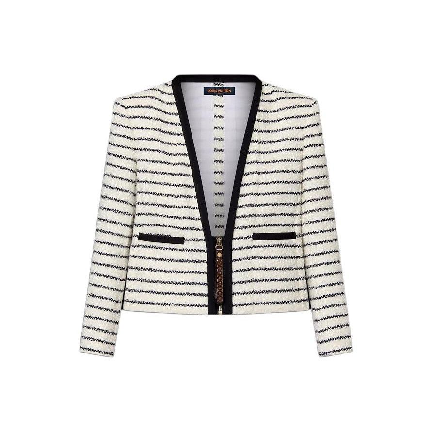 Louis Vuitton Louis Vuitton Striped Tweed Zip Jacket 32 Size XXS / US 00 / IT 34 - 1 Thumbnail